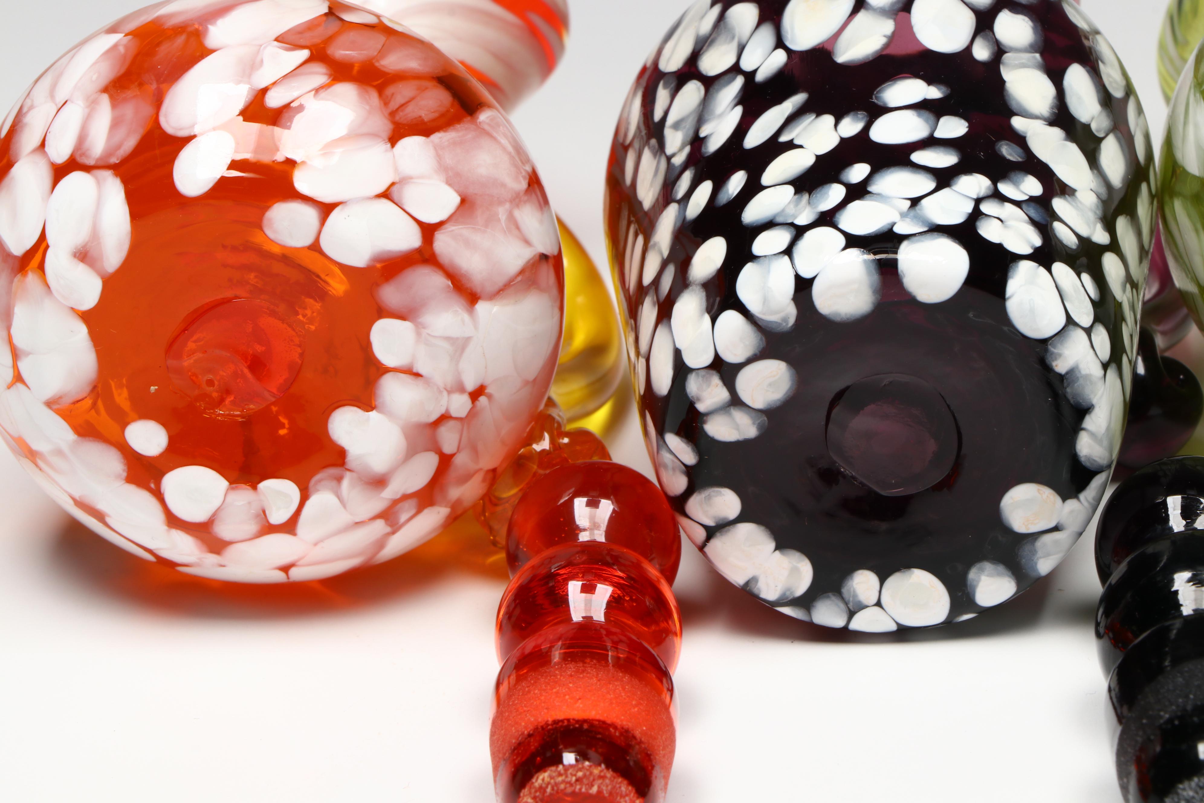 Rainbow Art with Other Spatter Glass Cruets, Mid to Late 20th Century