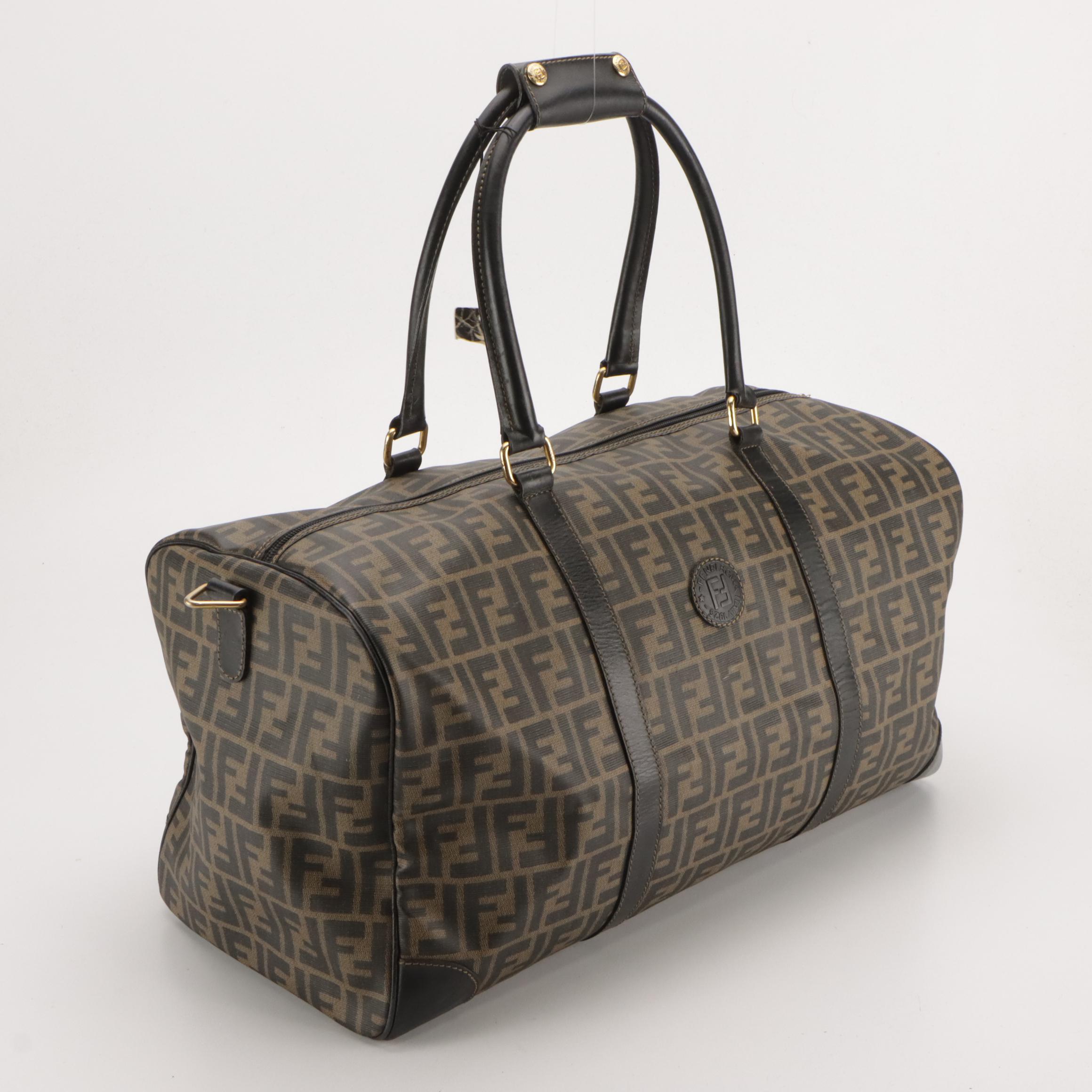 Fendi Cabin Baggage Duffle Bag in Zucca Canvas and Leather Trim