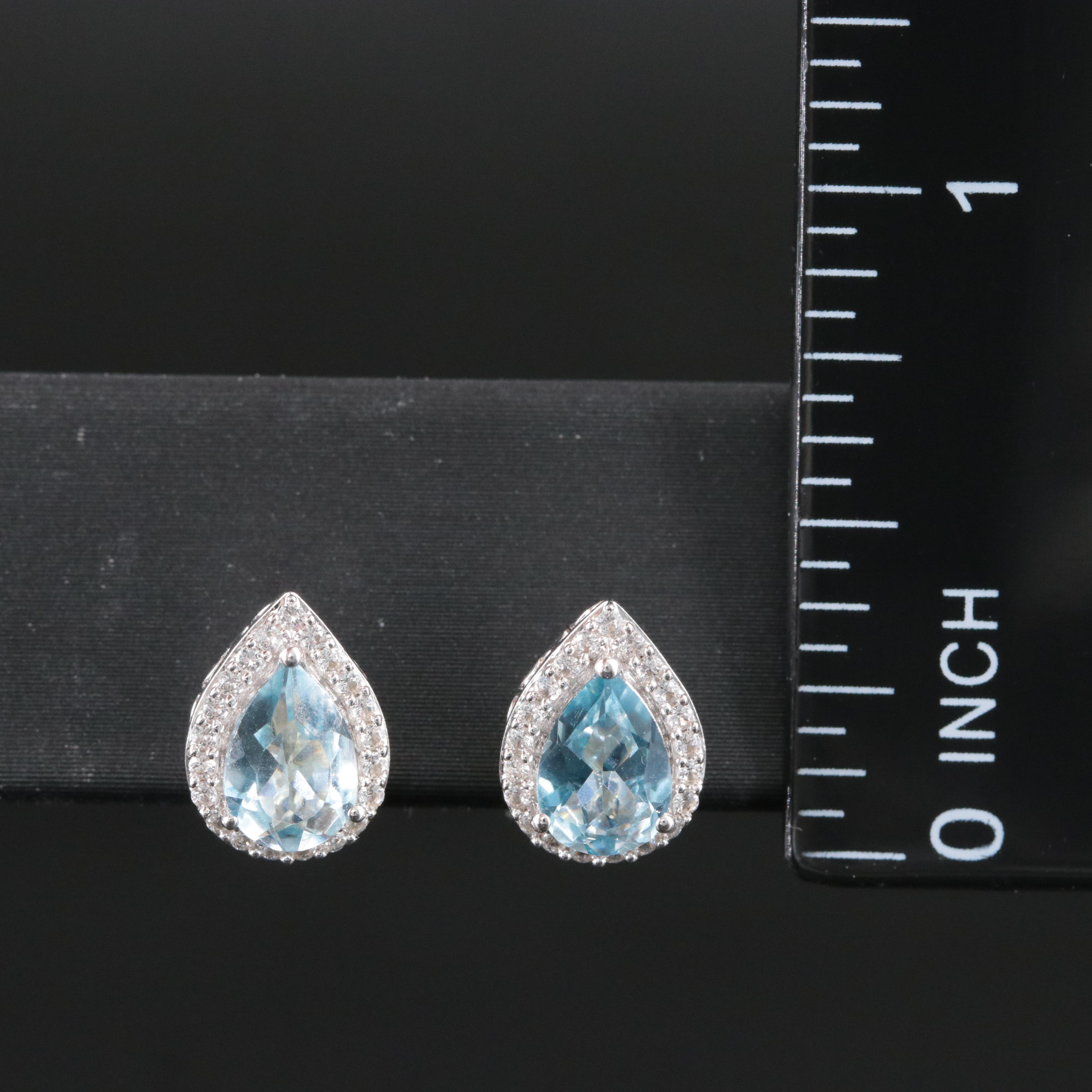 Sterling Aquamarine and White Sapphire Earrings