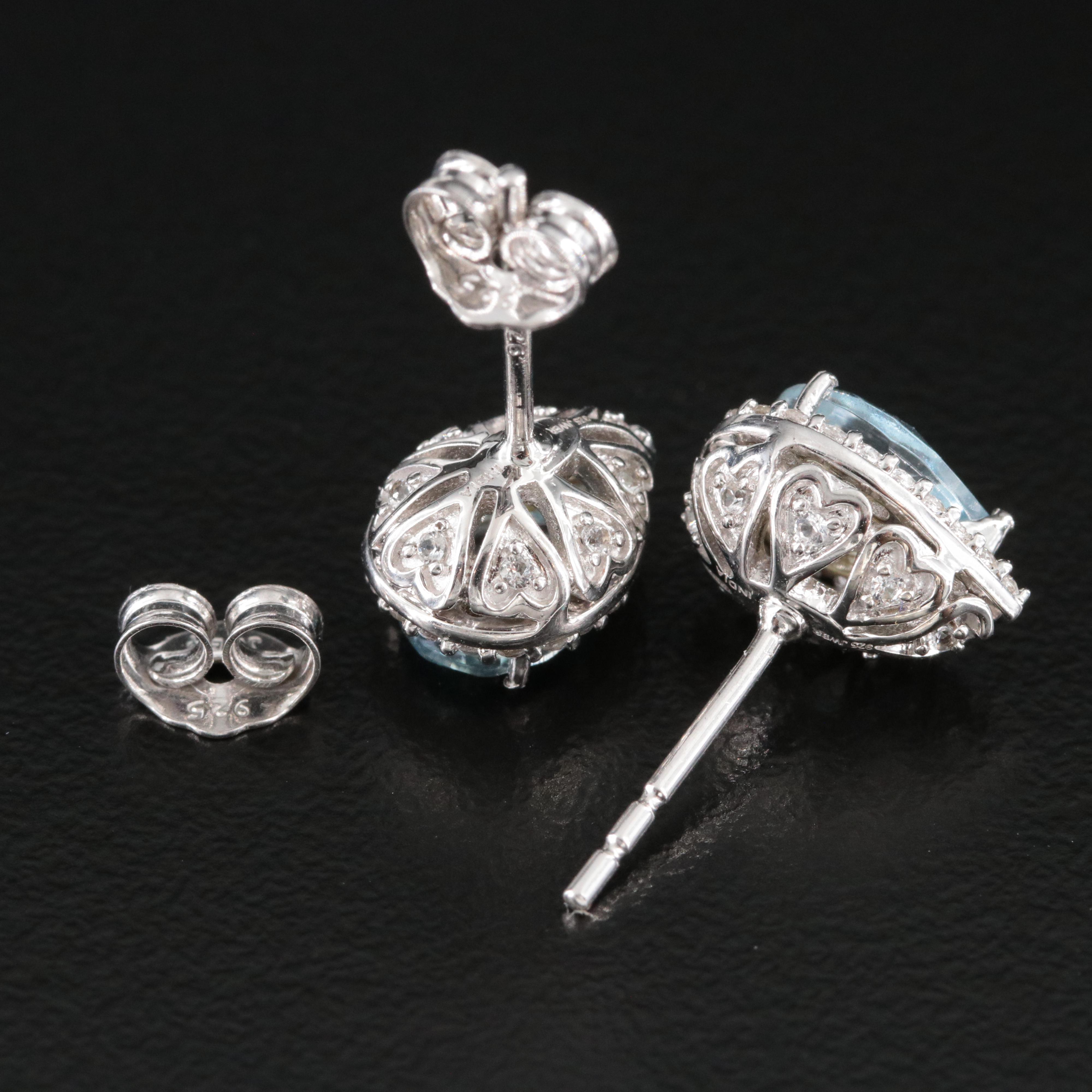 Sterling Aquamarine and White Sapphire Earrings