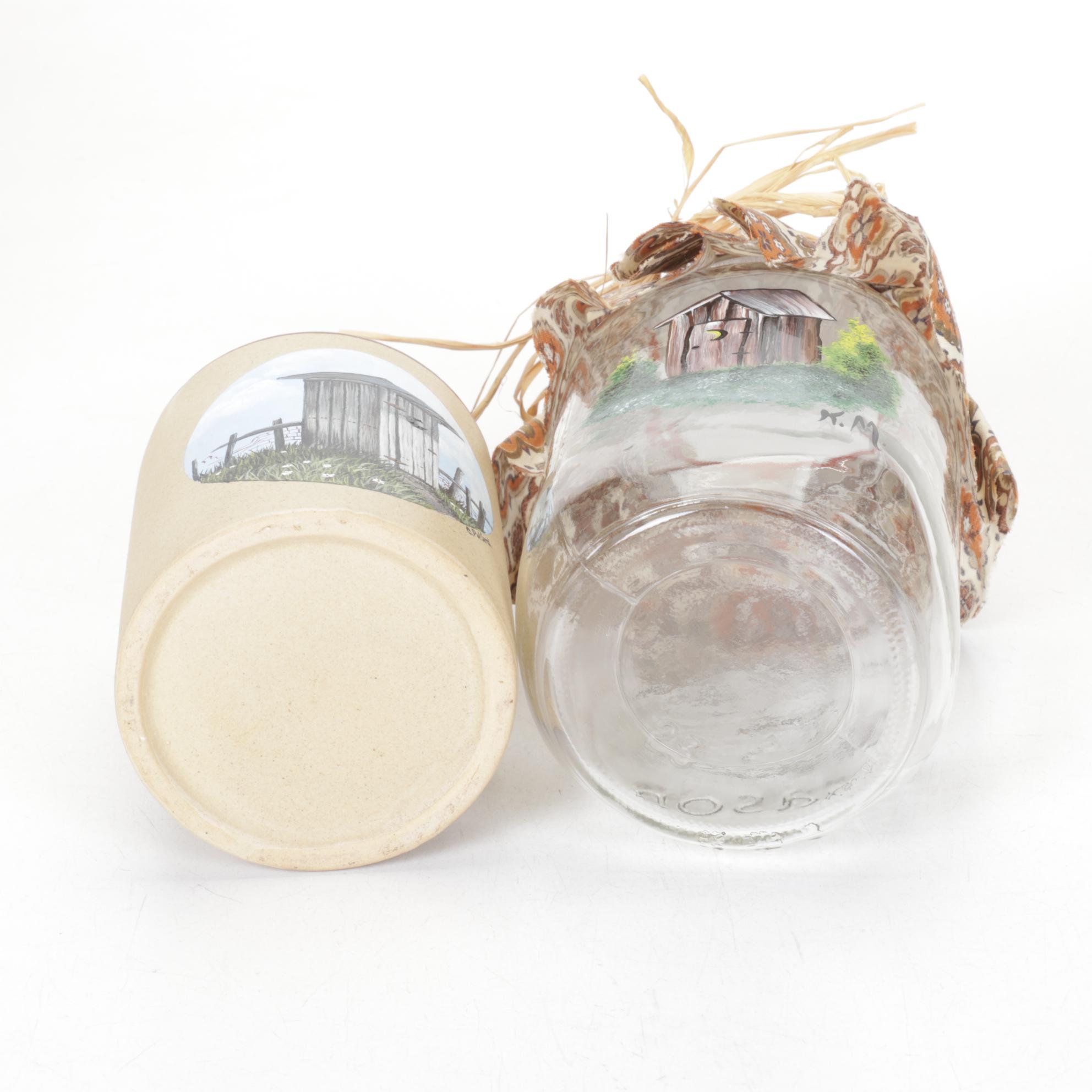 Hand-Painted Outhouse Motif Jug, Figurines & More