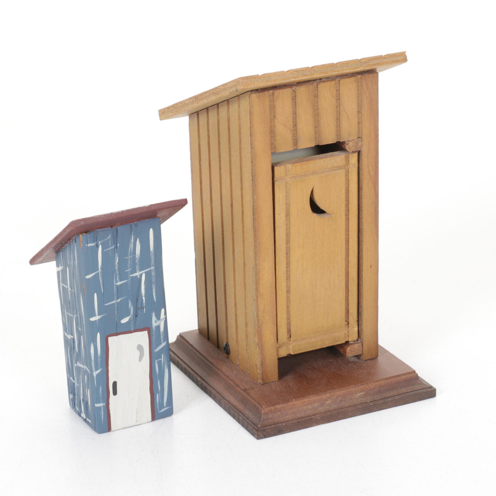 Hand-Painted Outhouse Motif Jug, Figurines & More