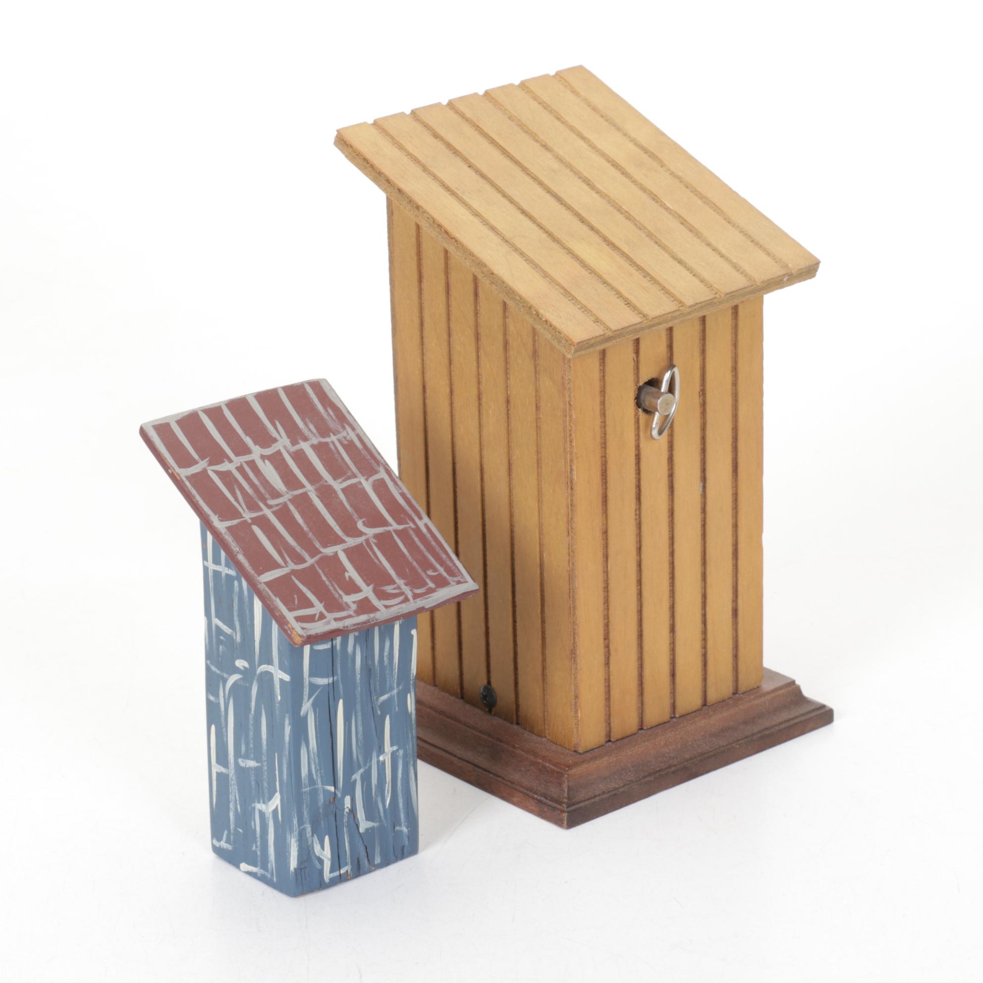 Hand-Painted Outhouse Motif Jug, Figurines & More