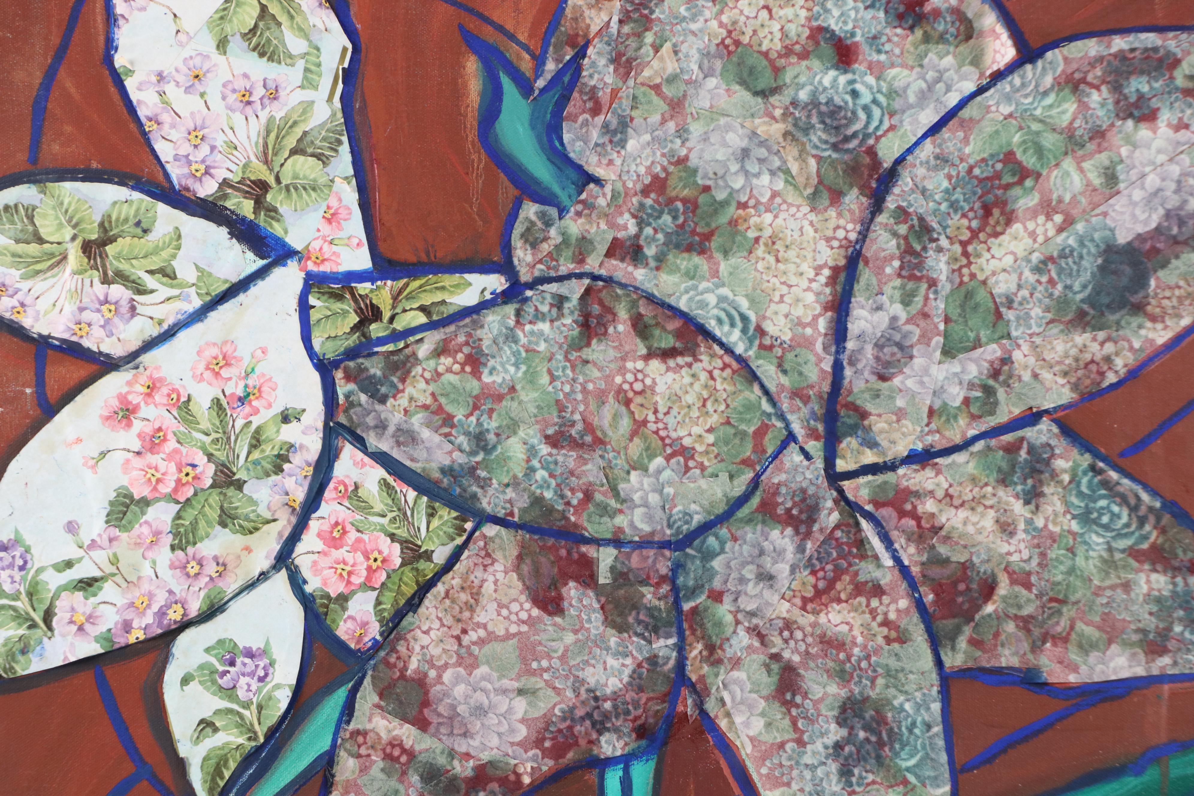 Janice Guttman Mixed Media Painting of Flowers, 1997