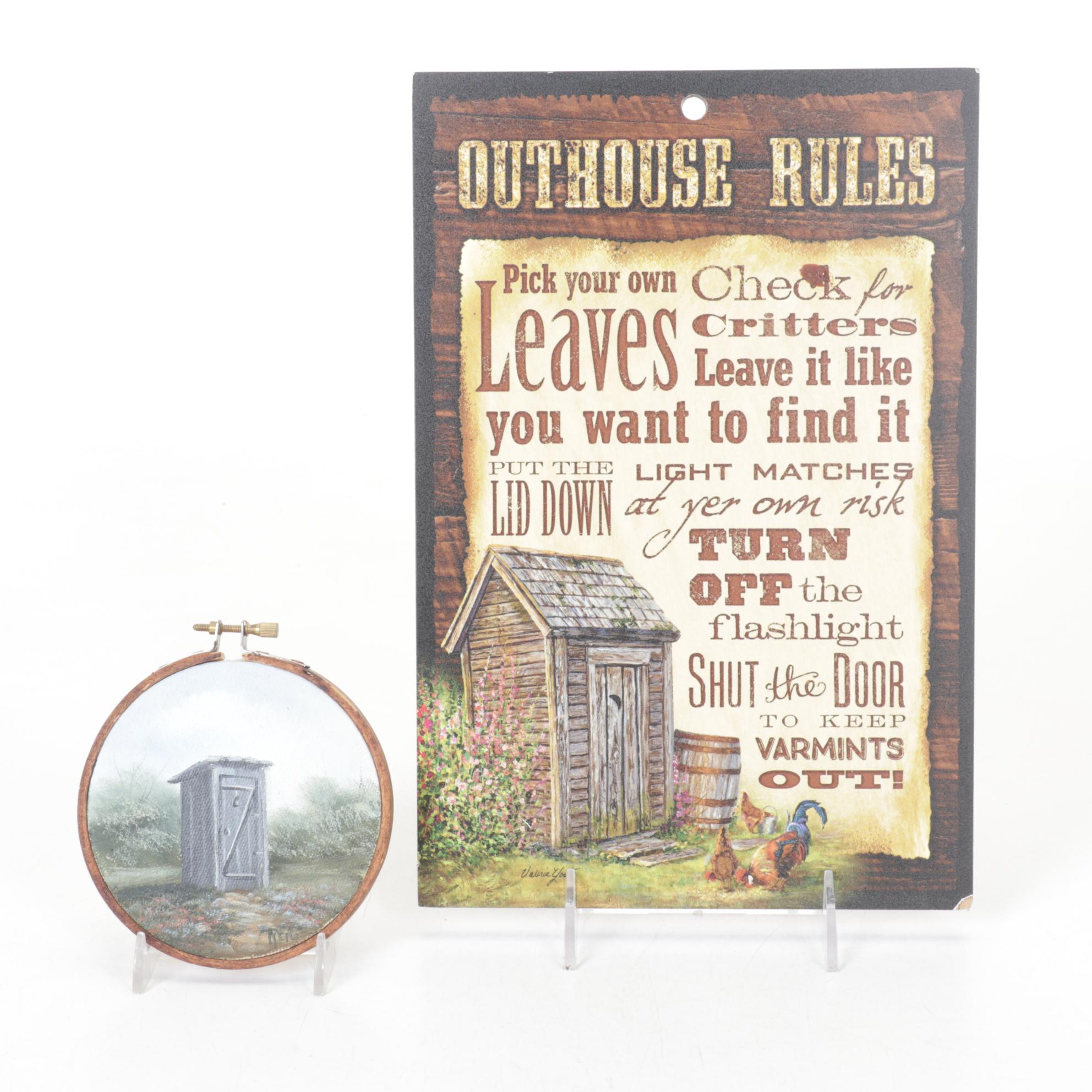 Hand-Painted Outhouse Motif Jug, Figurines & More
