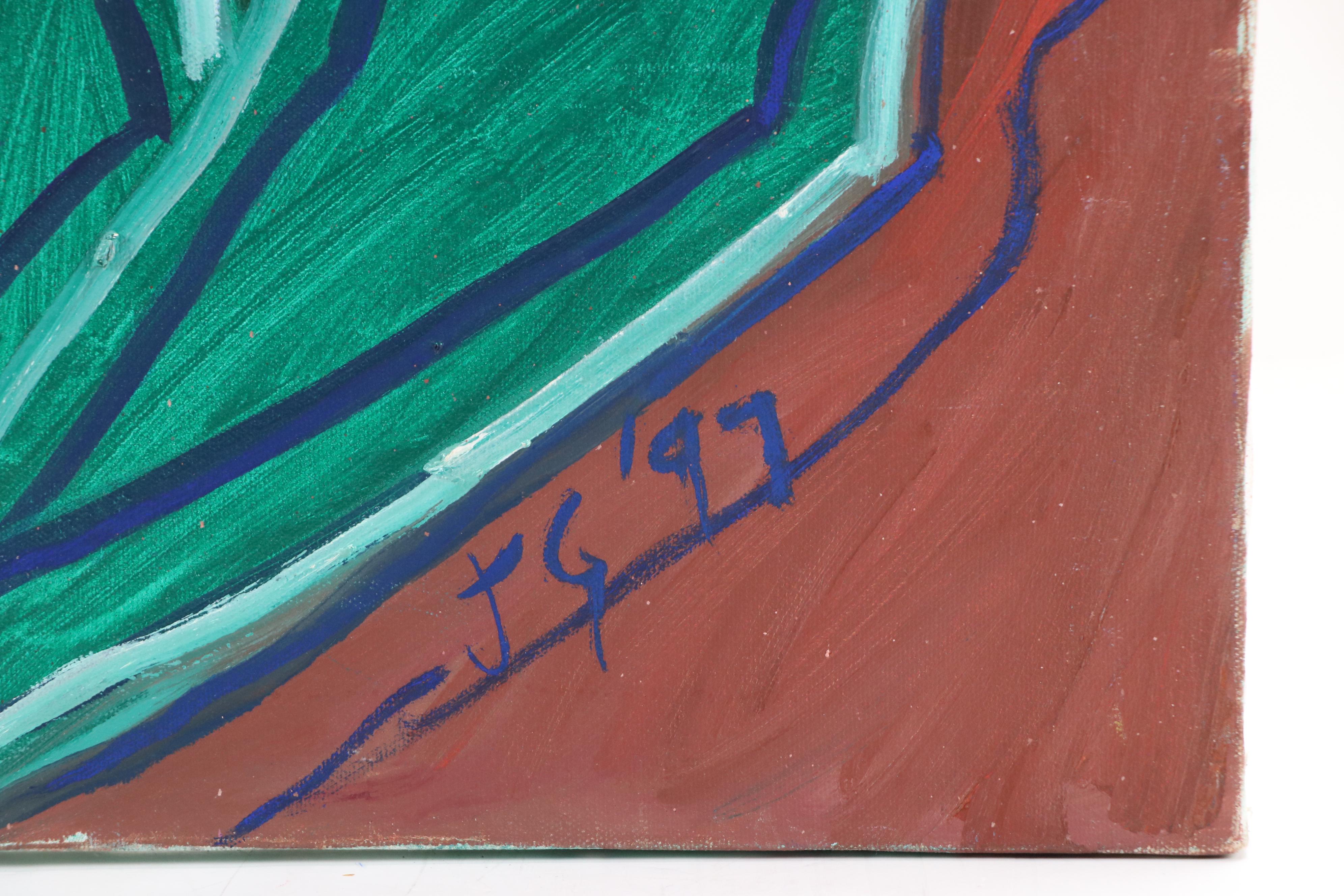 Janice Guttman Mixed Media Painting of Flowers, 1997