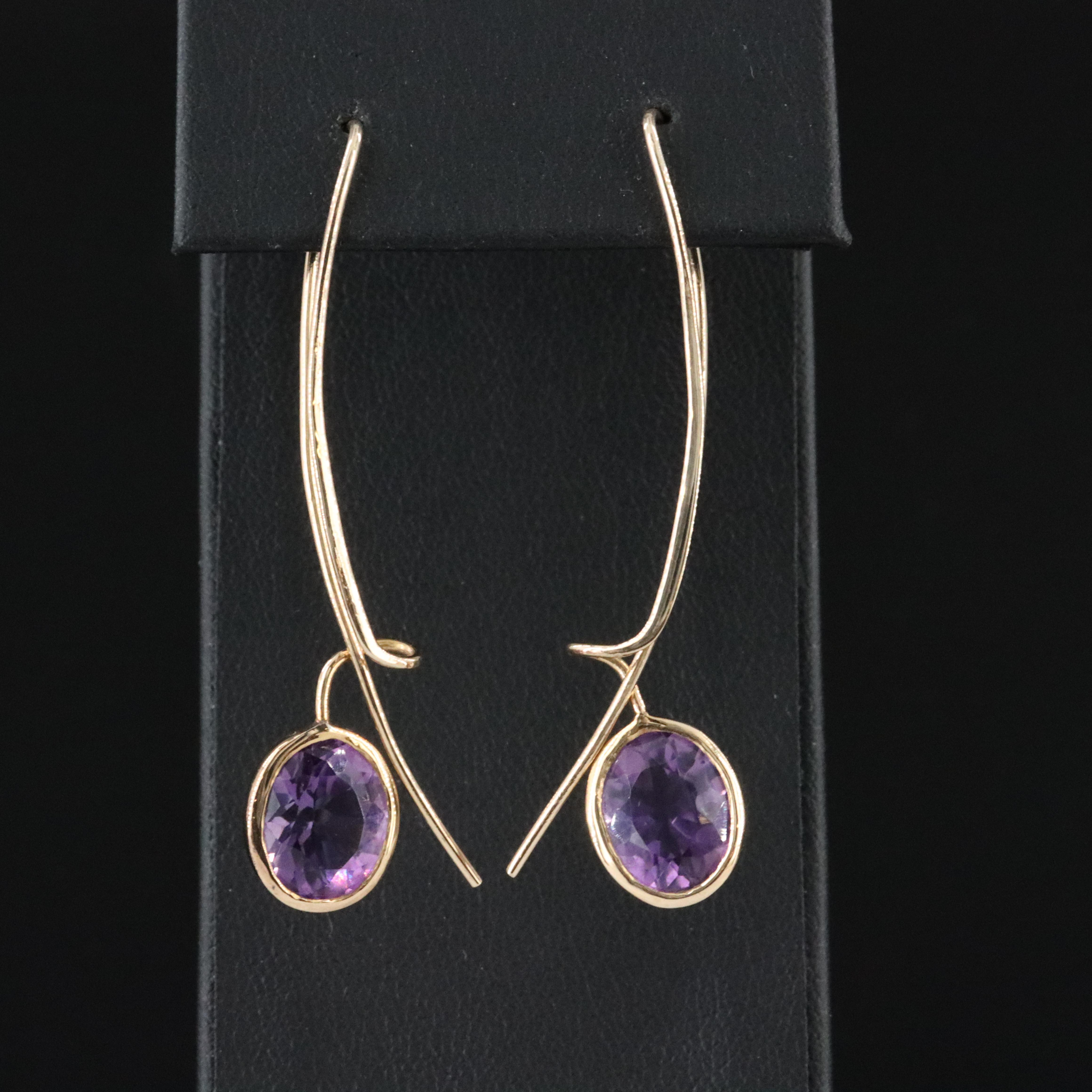 14K Amethyst Threader Earrings