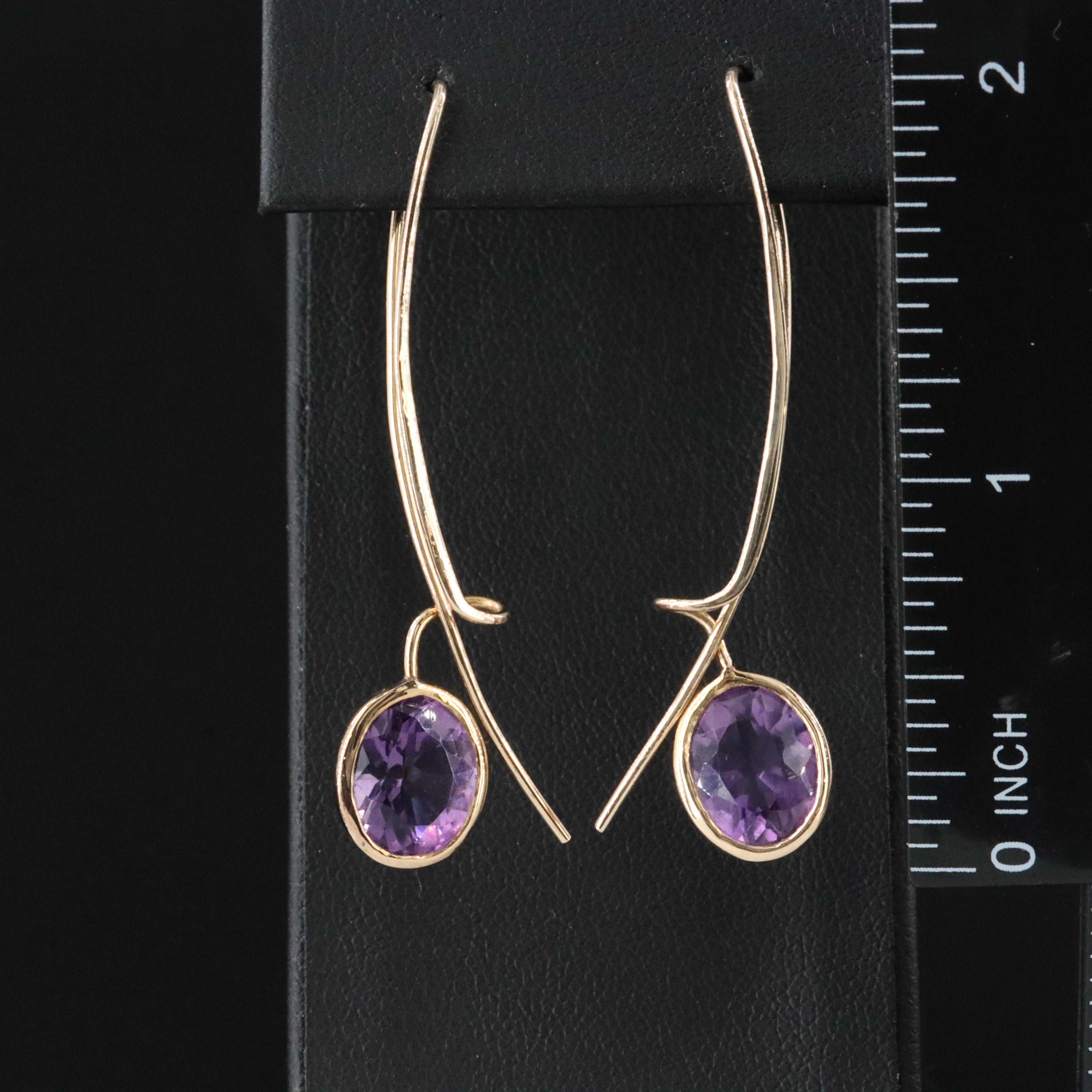 14K Amethyst Threader Earrings