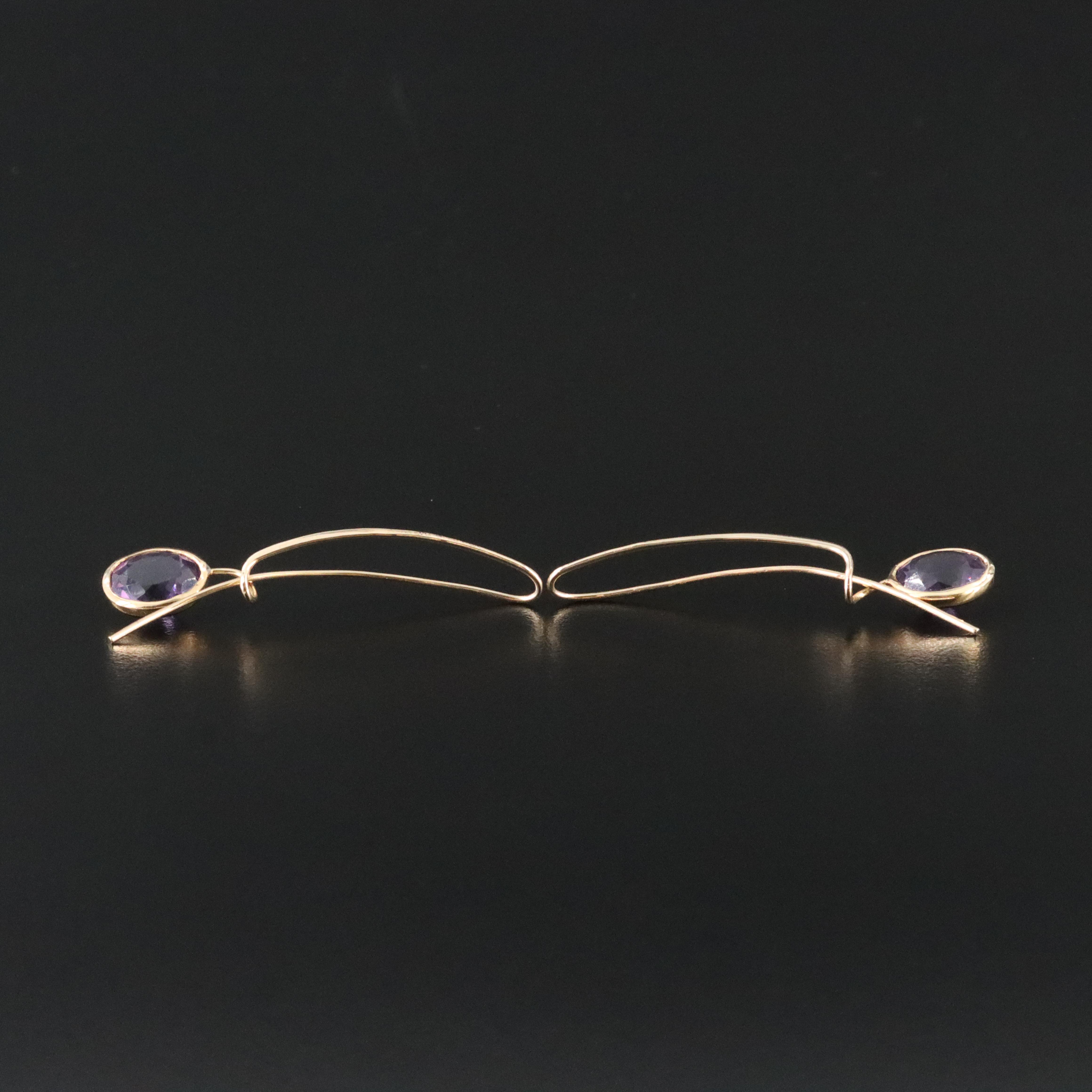 14K Amethyst Threader Earrings