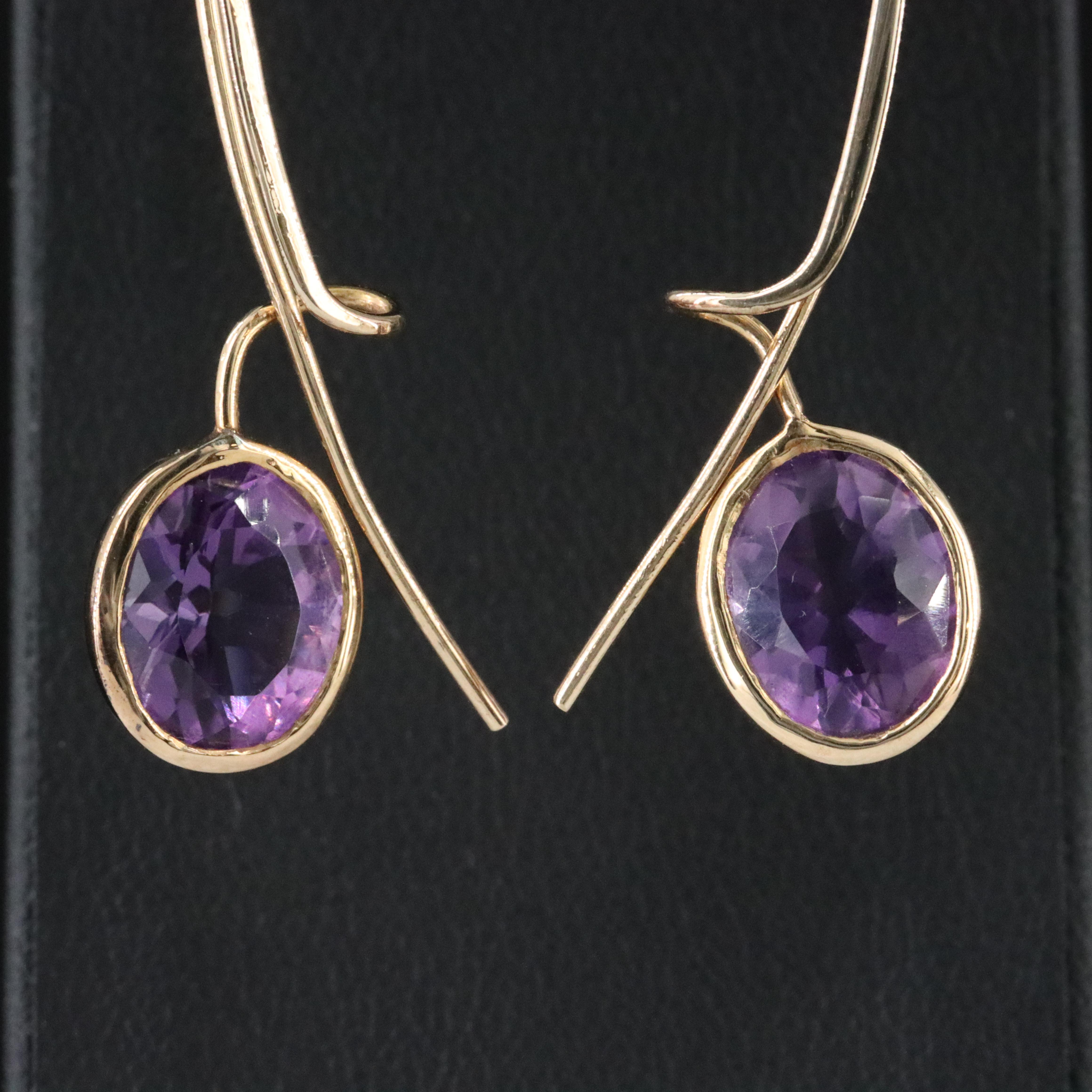 14K Amethyst Threader Earrings