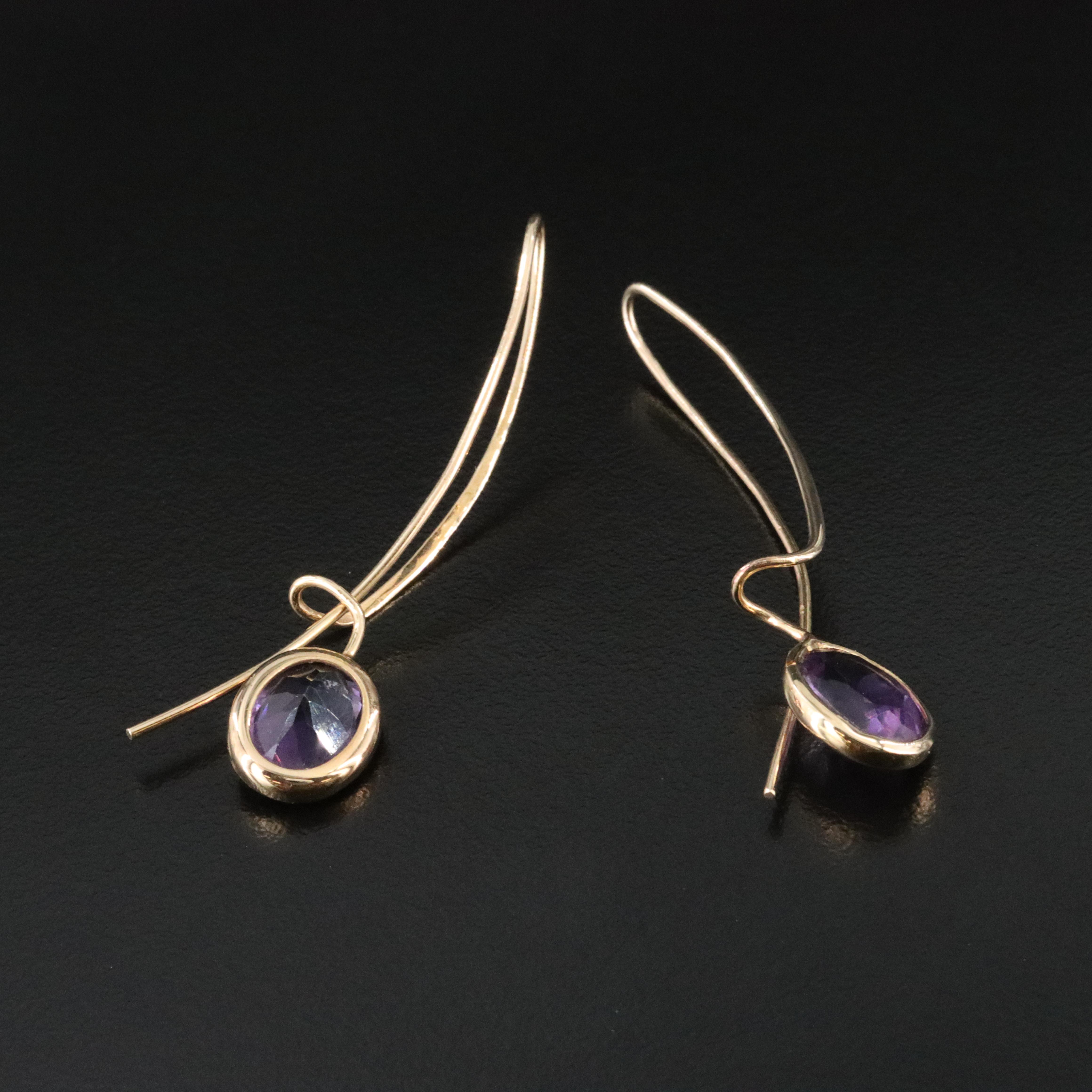 14K Amethyst Threader Earrings