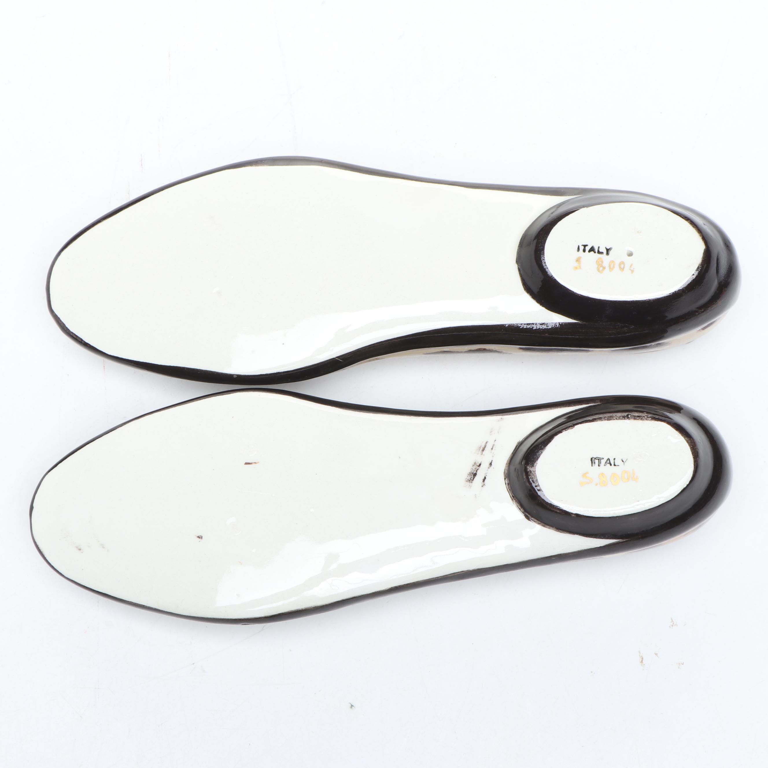 Pair of Italian Ceramic Leopard Print Shoes