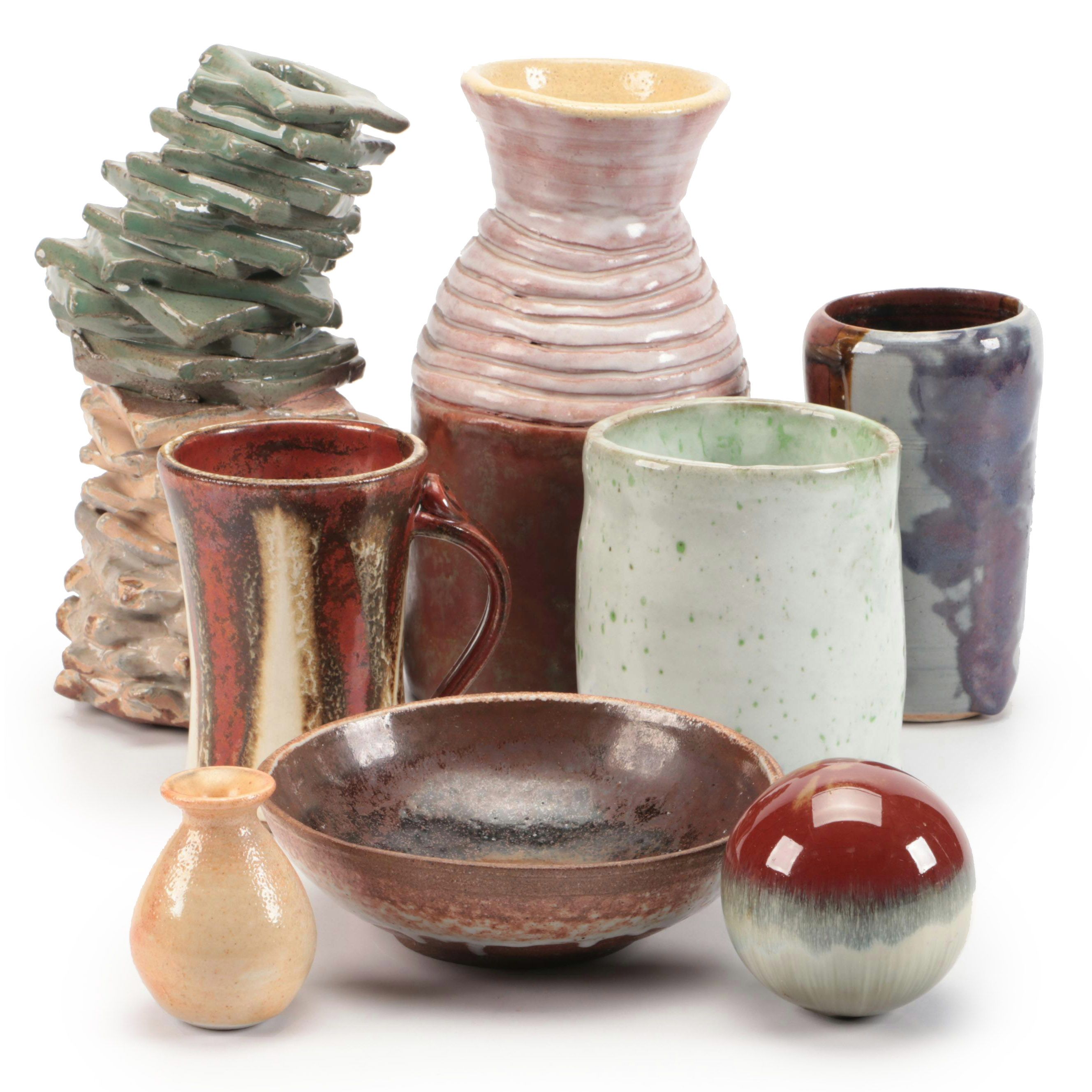 Contemporary Slab Built Candle Holder with Art Pottery Decor