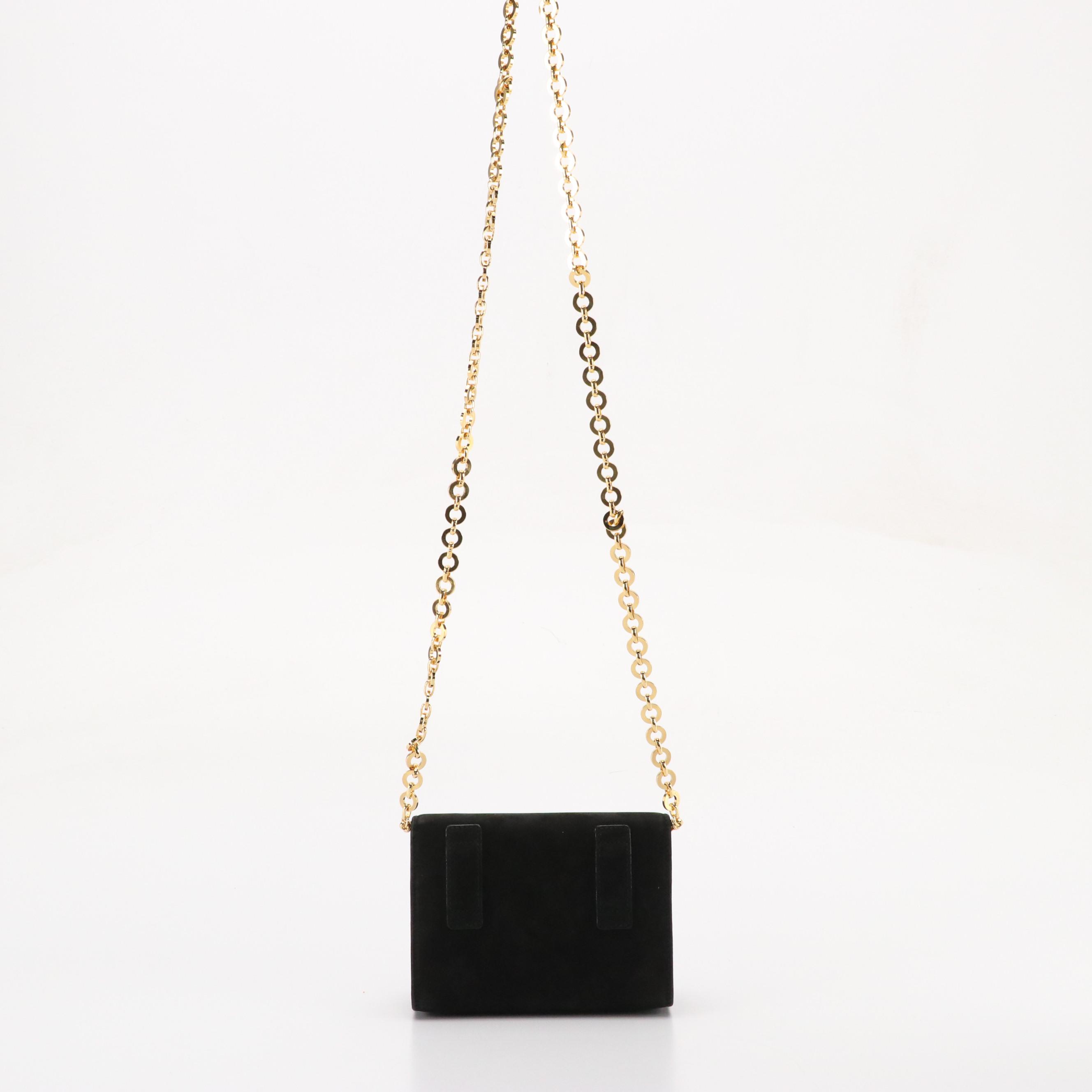 Salvatore Ferragamo Mini Vara Bow Crossbody Bag in Black Suede