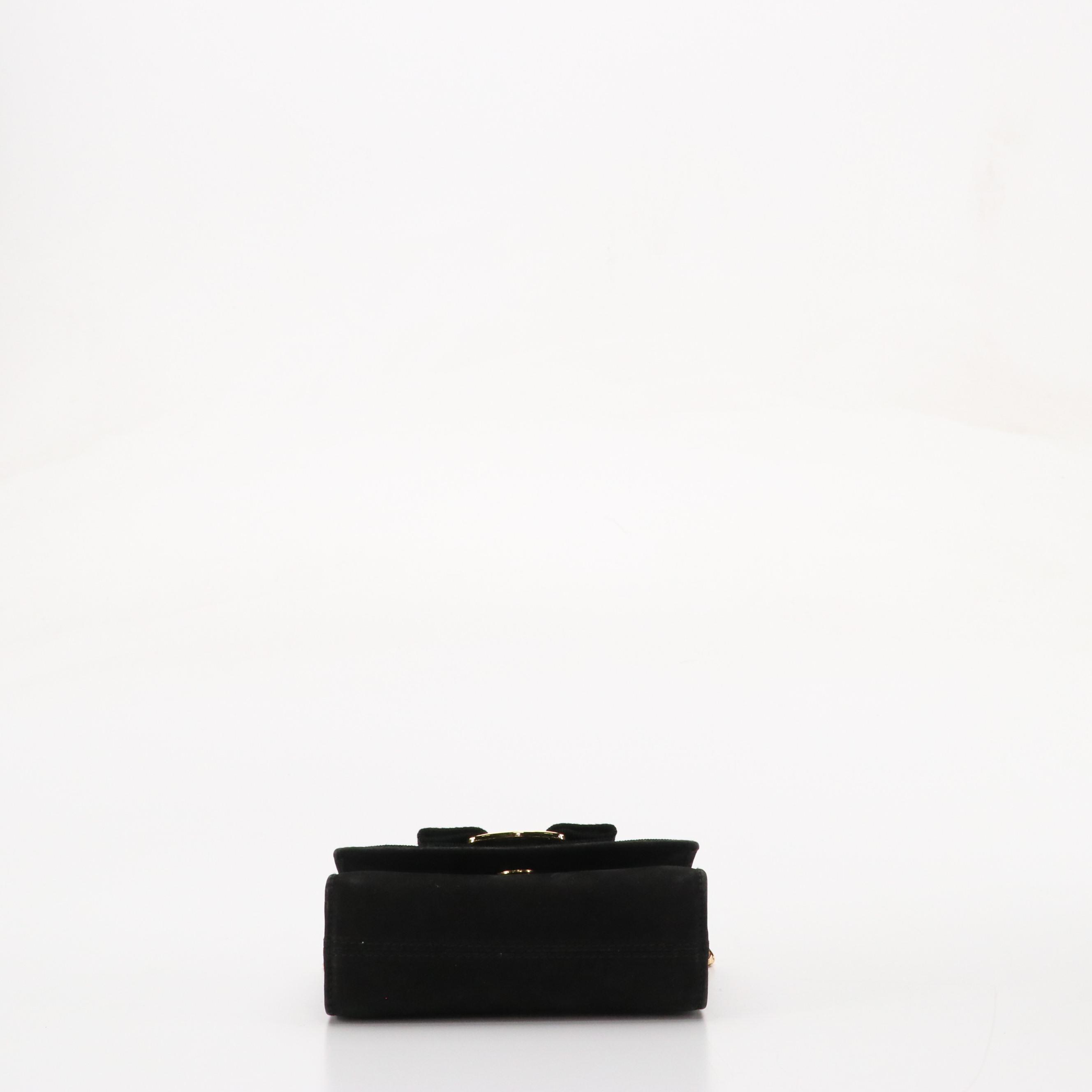 Salvatore Ferragamo Mini Vara Bow Crossbody Bag in Black Suede