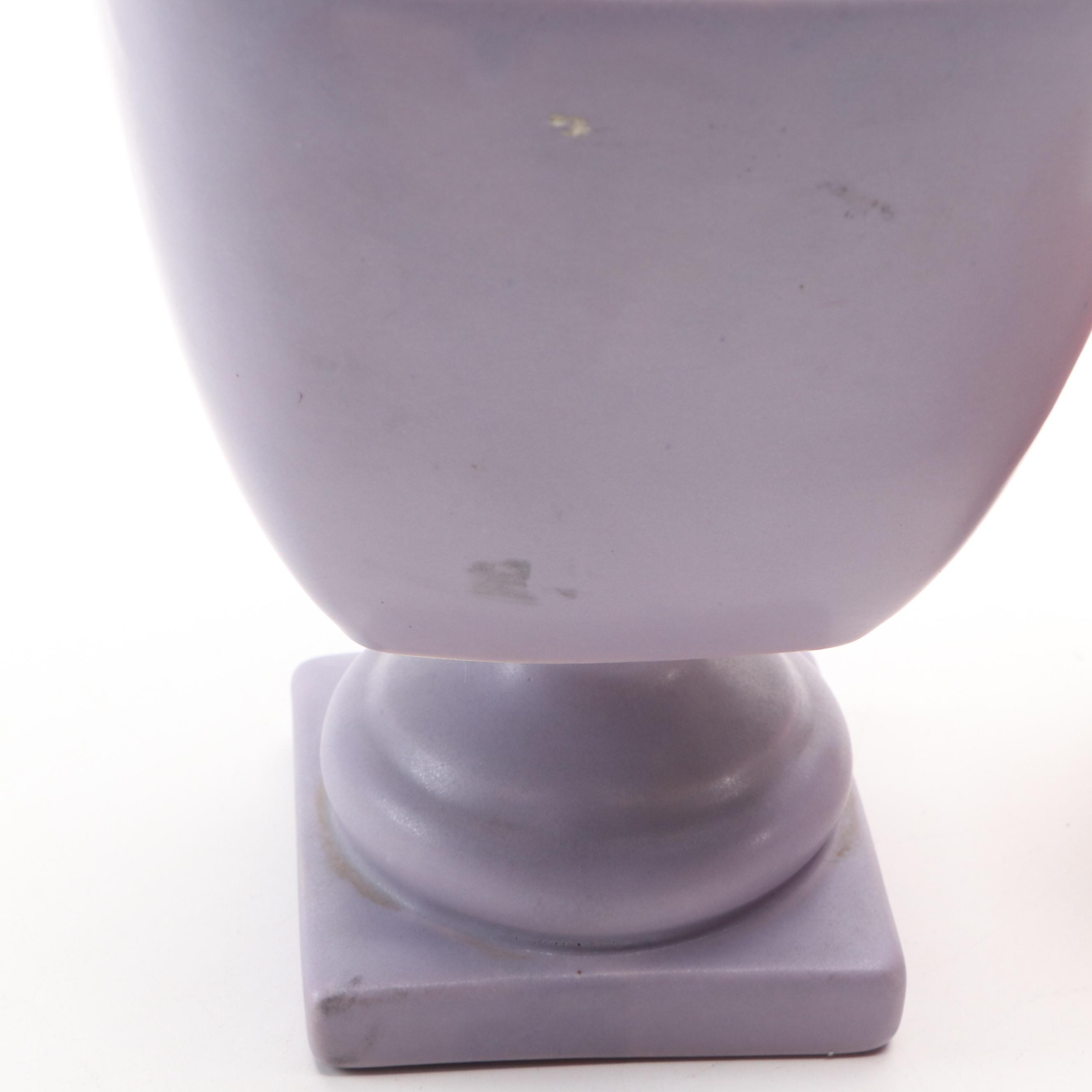 Italian Hand-Painted Ceramic Iris Vases and Pedestal Goblet Vases