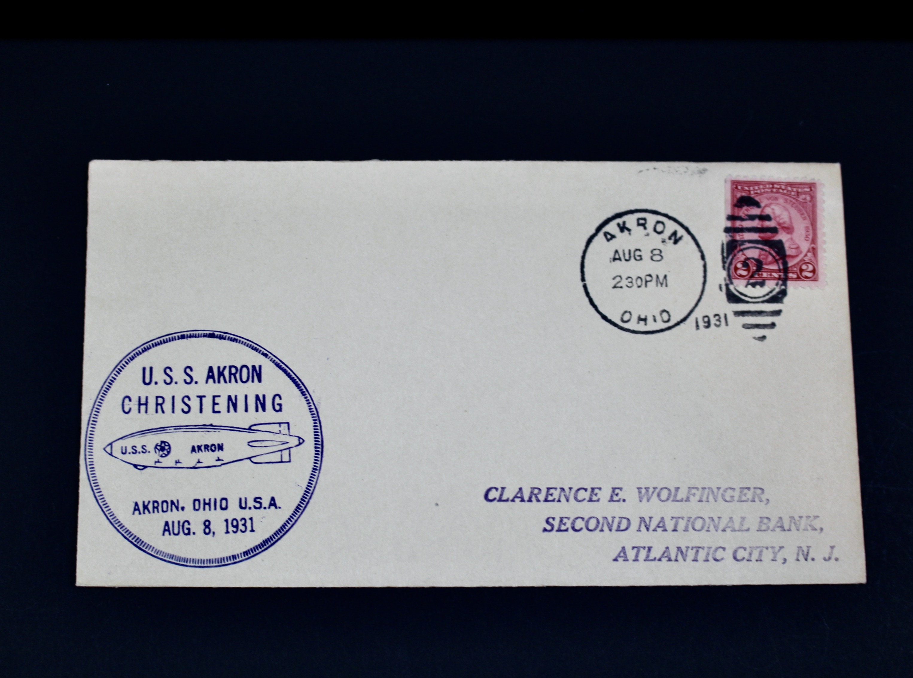 1931 Graf Zeppelin Postal Cover, Christening of U.S.S. Akron