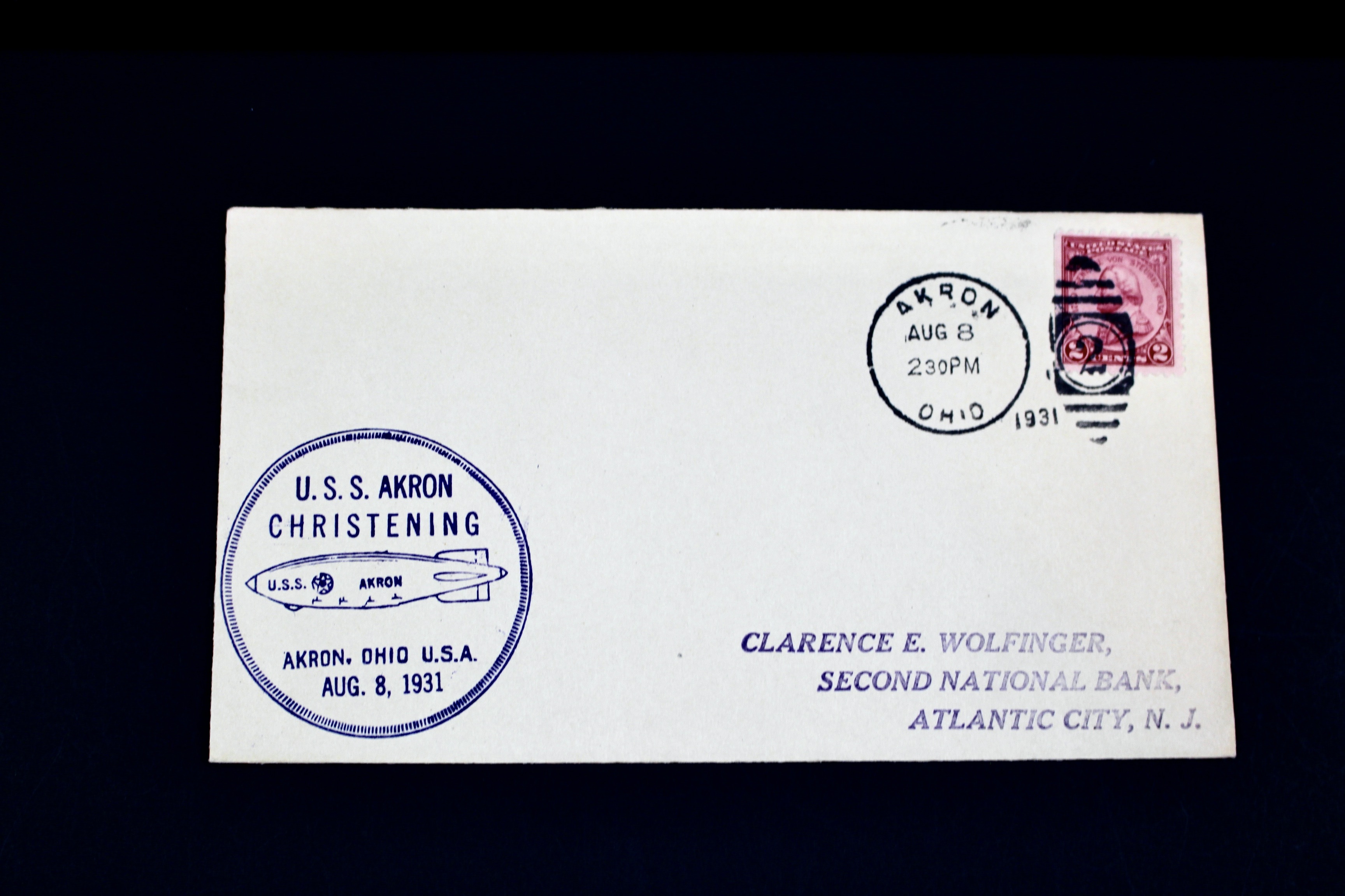 1931 Graf Zeppelin Postal Cover, Christening of U.S.S. Akron