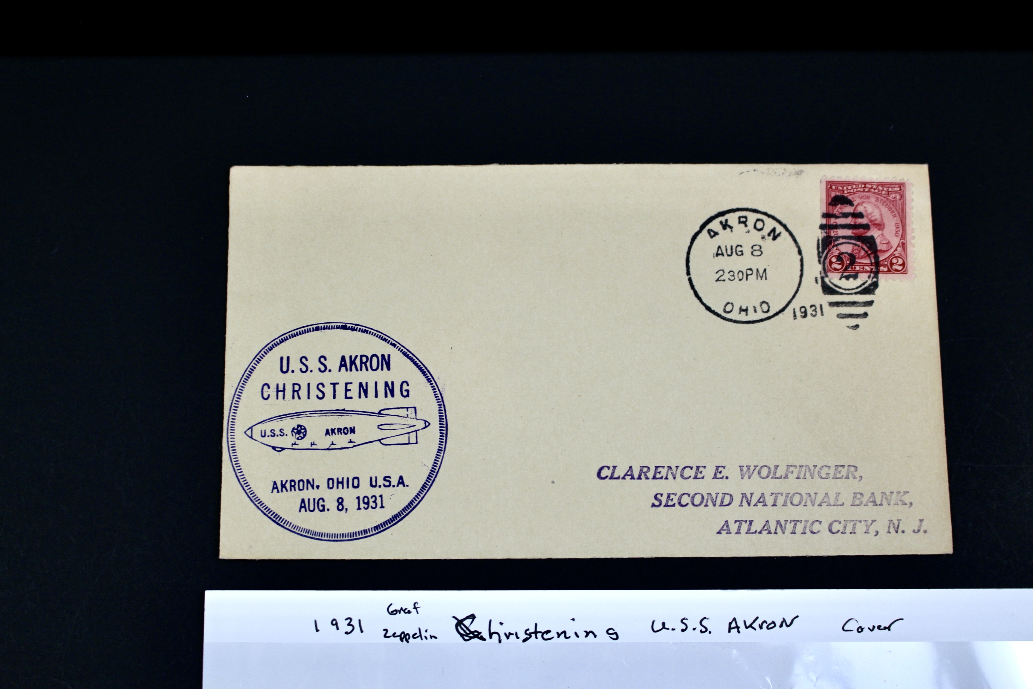 1931 Graf Zeppelin Postal Cover, Christening of U.S.S. Akron
