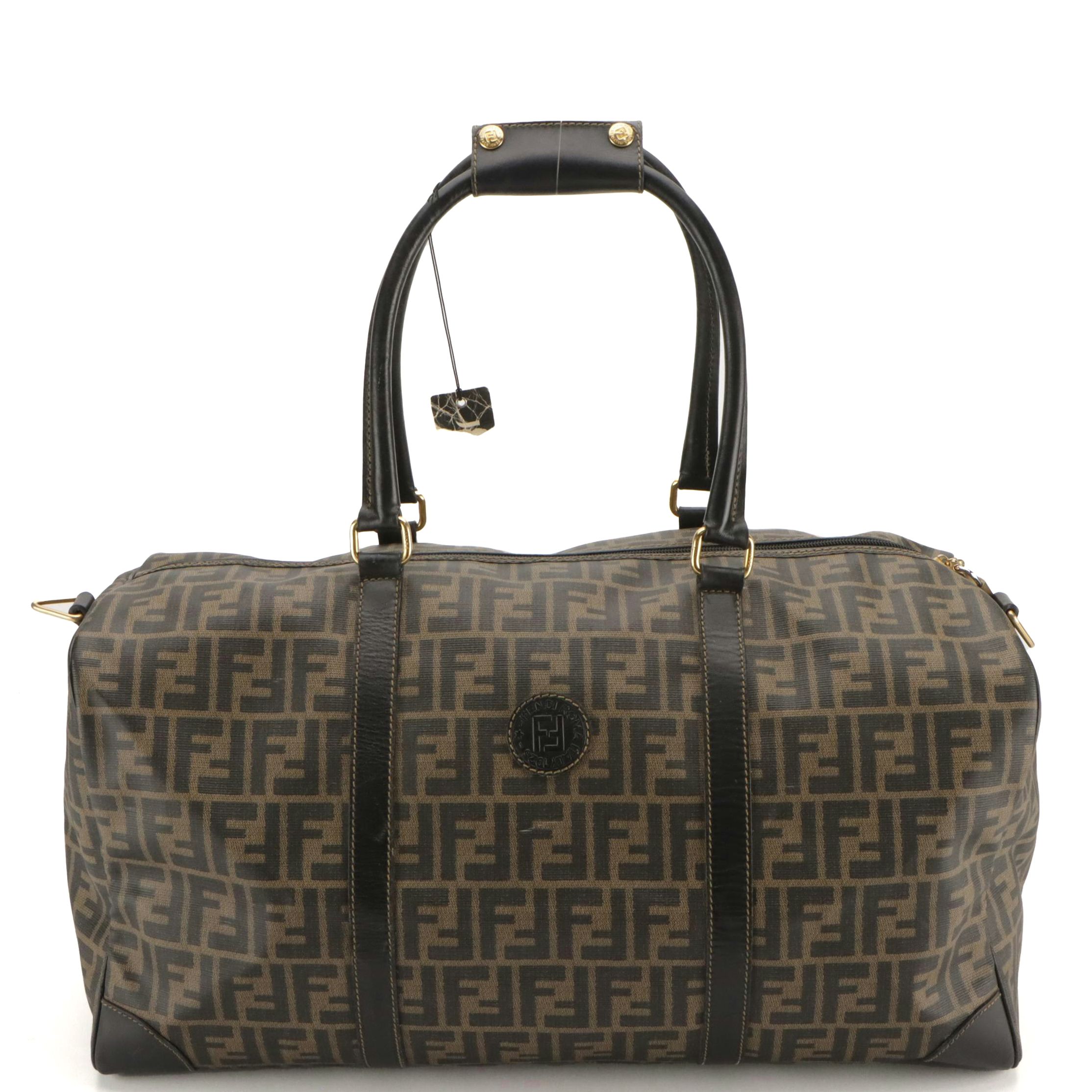 Fendi Cabin Baggage Duffle Bag in Zucca Canvas and Leather Trim