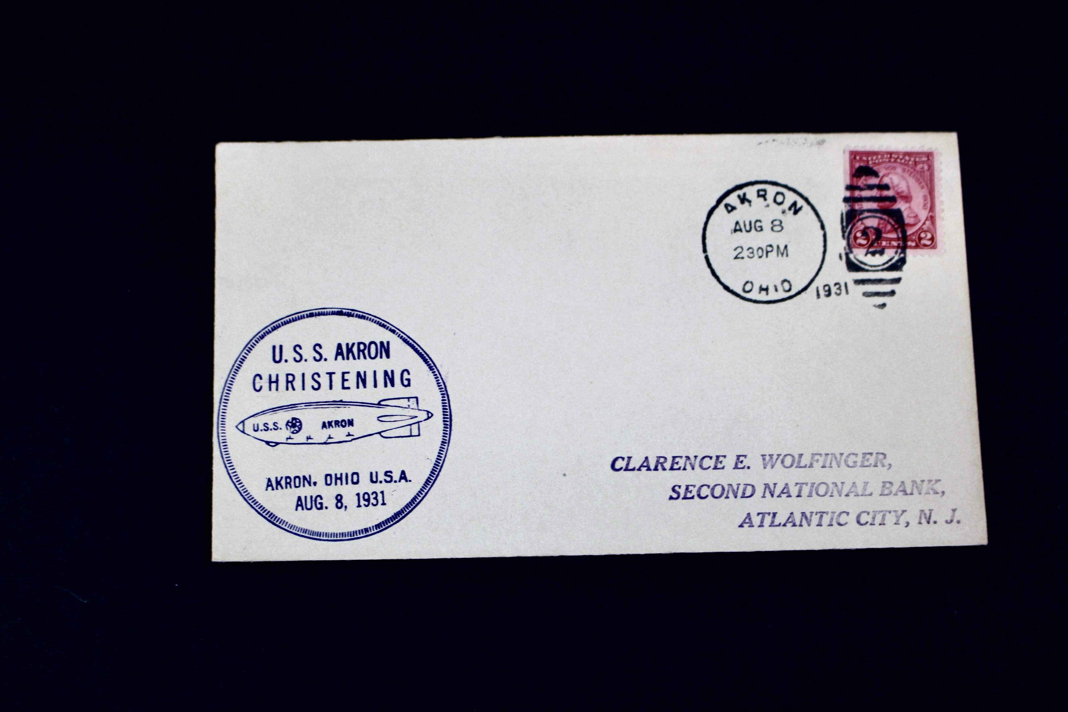 1931 Graf Zeppelin Postal Cover, Christening of U.S.S. Akron