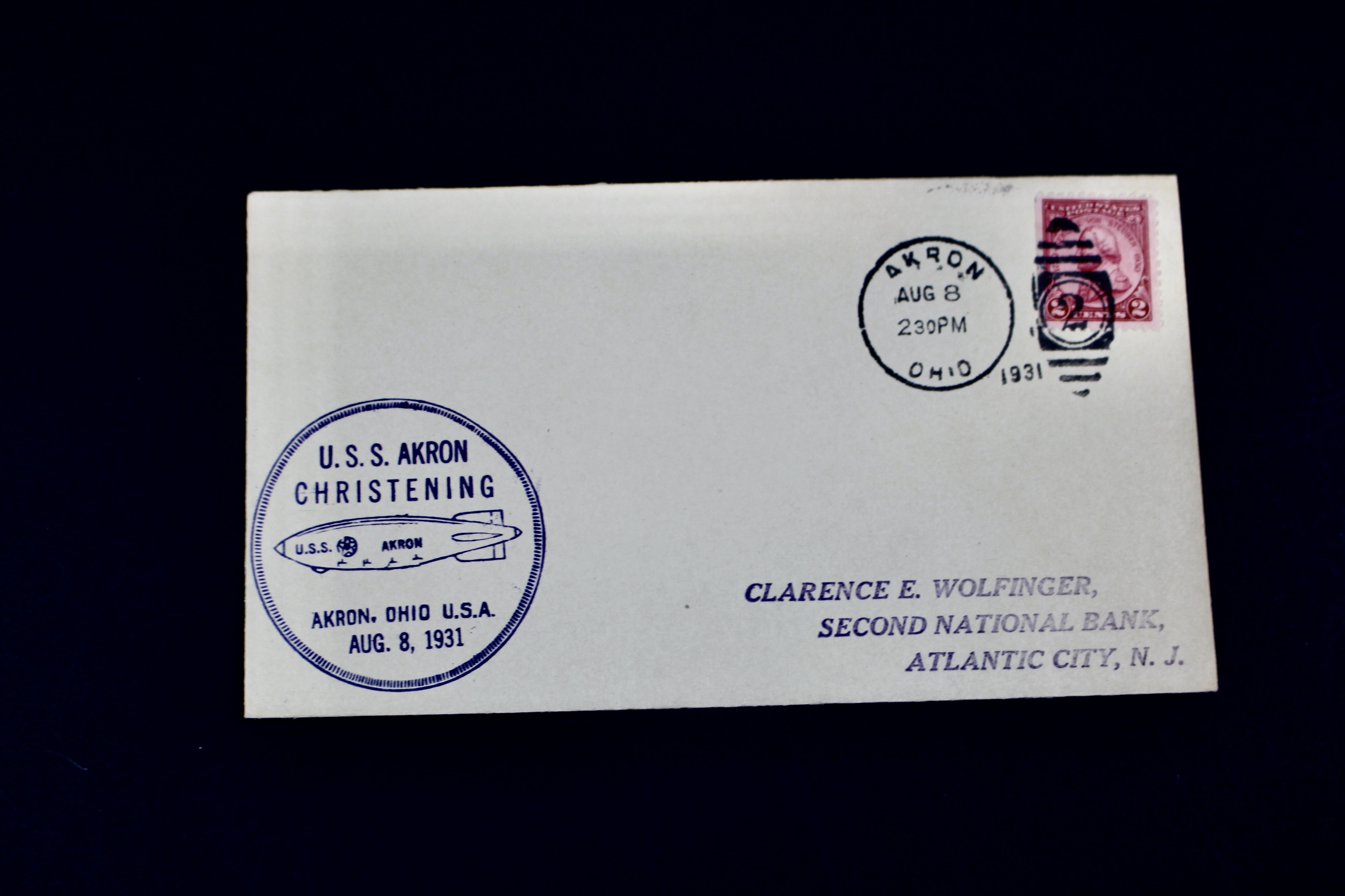 1931 Graf Zeppelin Postal Cover, Christening of U.S.S. Akron