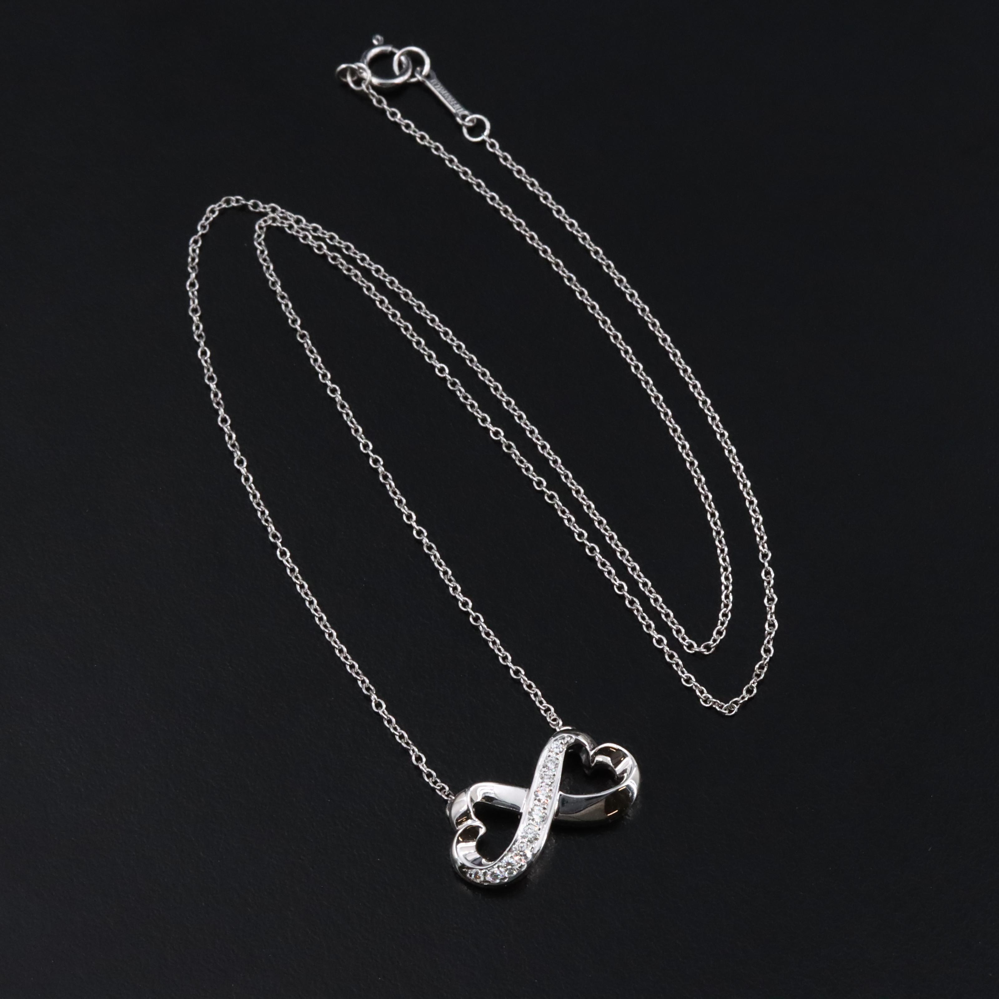 Paloma Picasso for Tiffany & Co. 18K Diamond Loving Heart Infinity Necklace