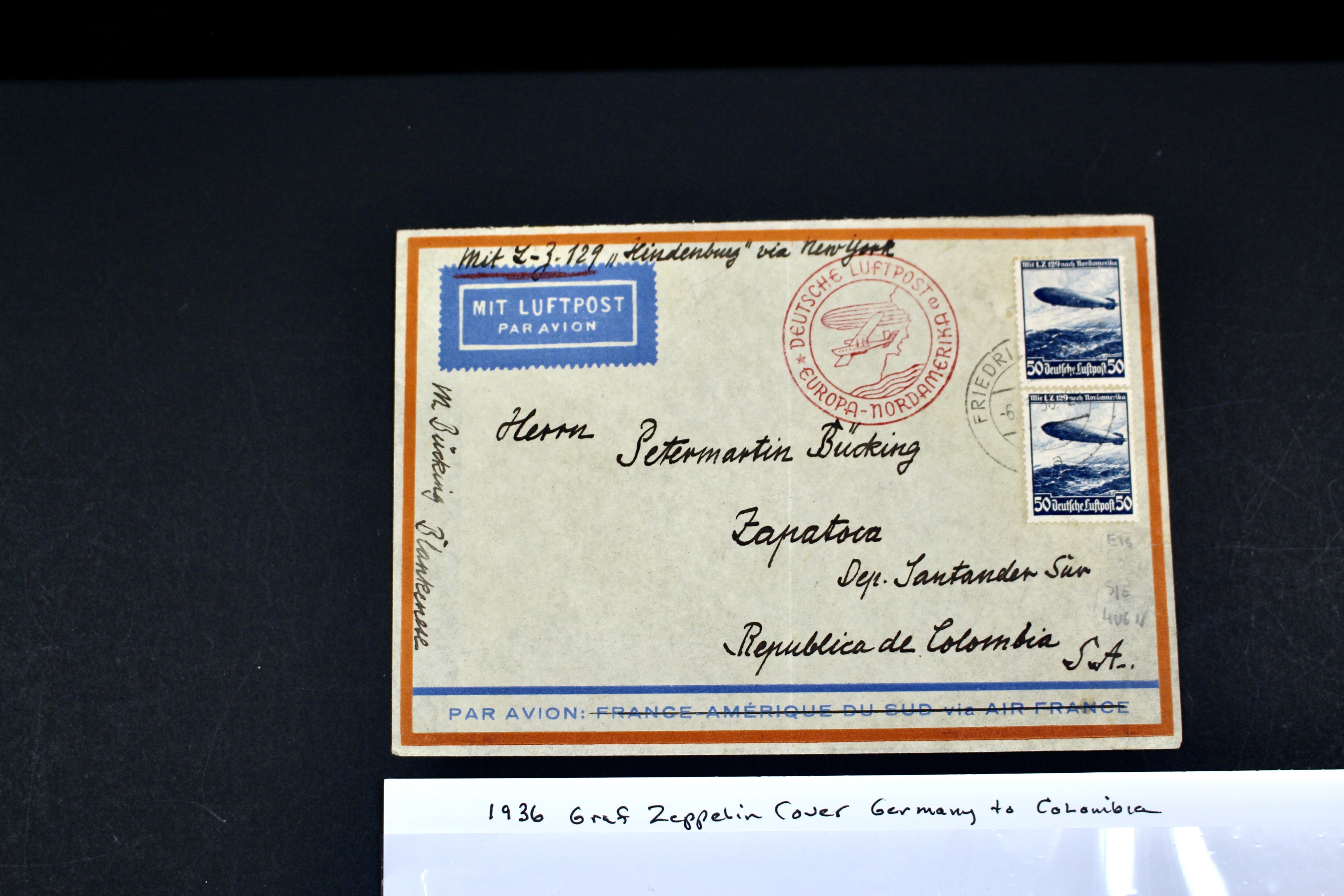 1936 Graf Zeppelin Postal Cover, Germany to Colombia