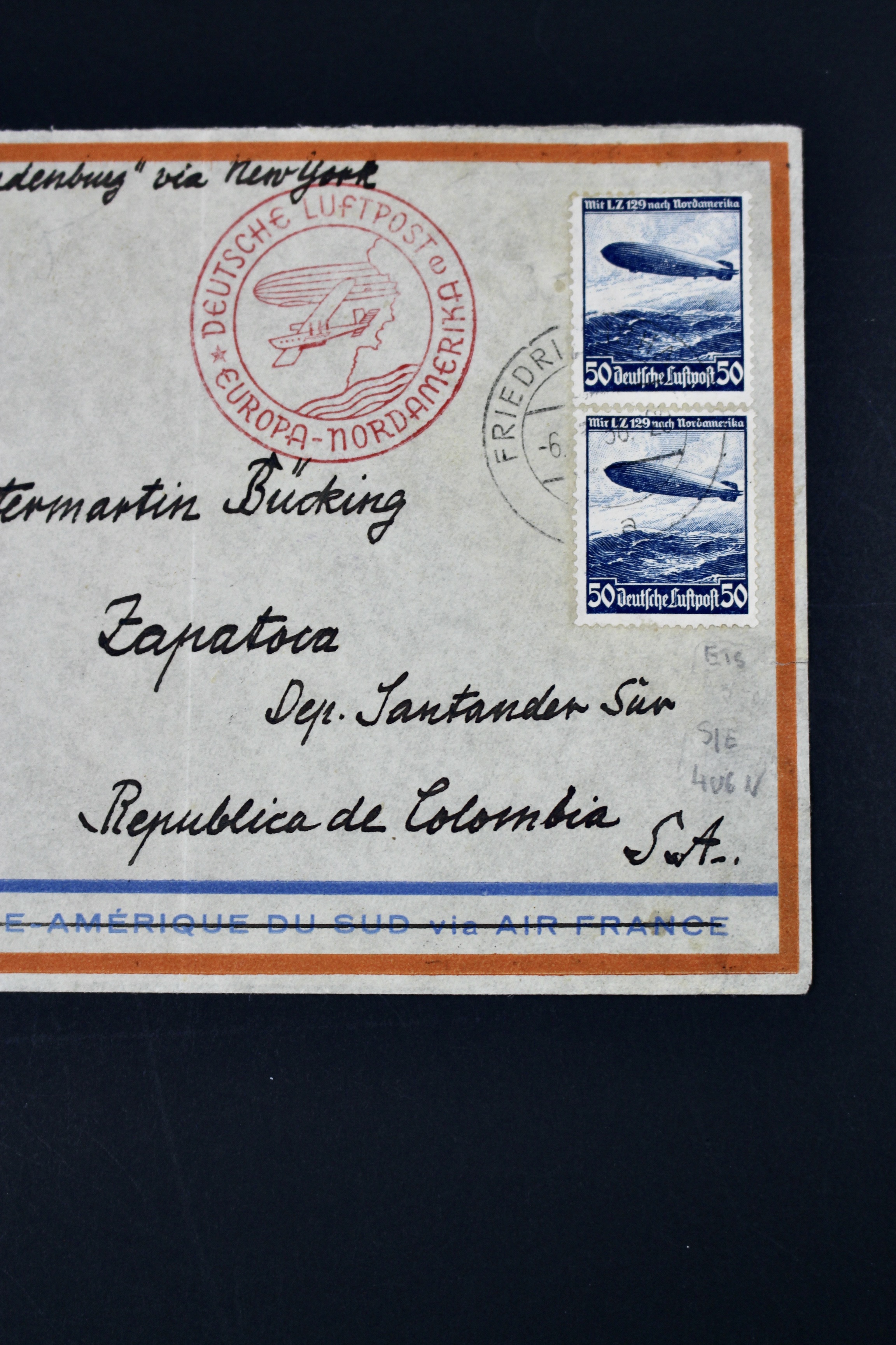 1936 Graf Zeppelin Postal Cover, Germany to Colombia