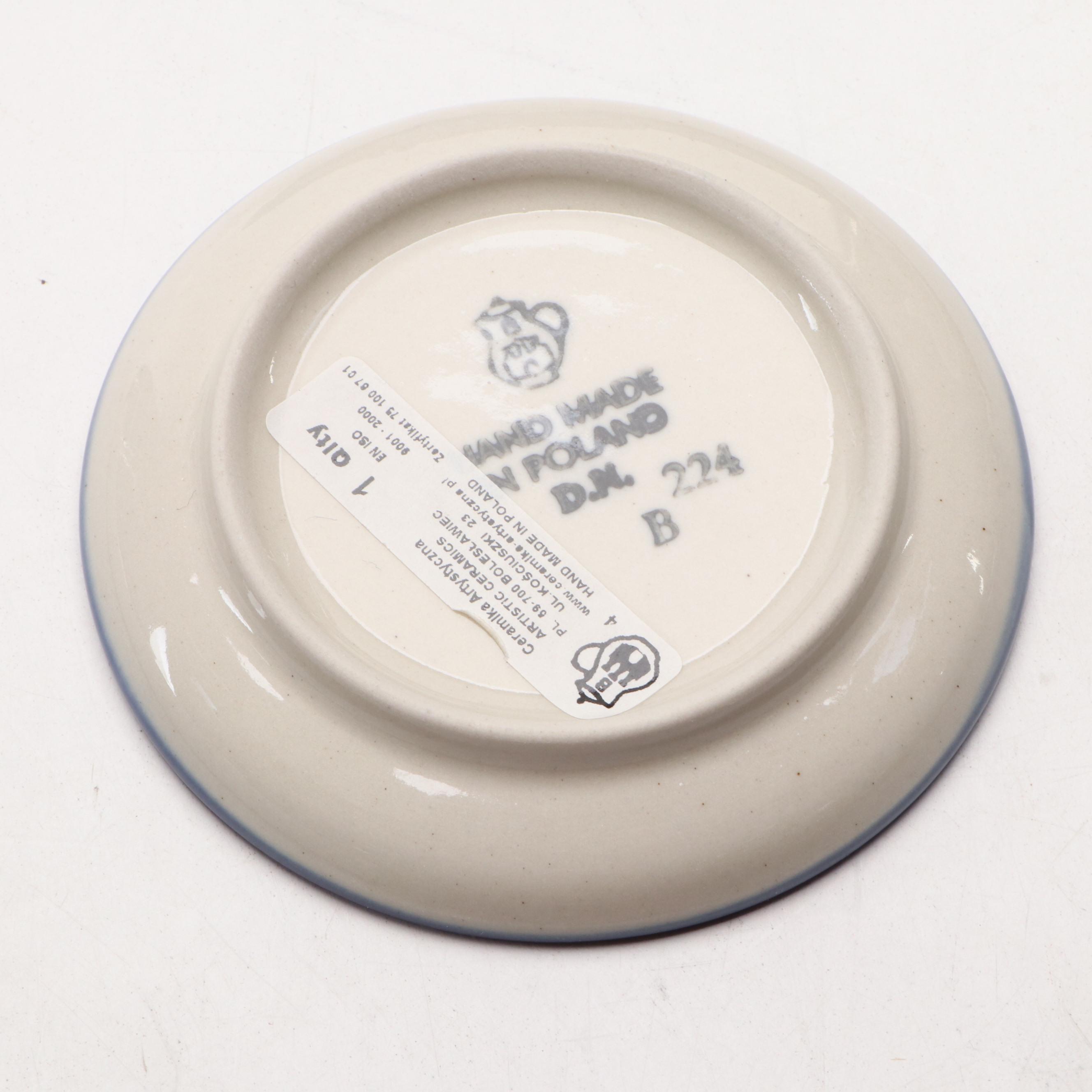 Bolesławiec Pottery Covered Butter Dish with Other Tableware