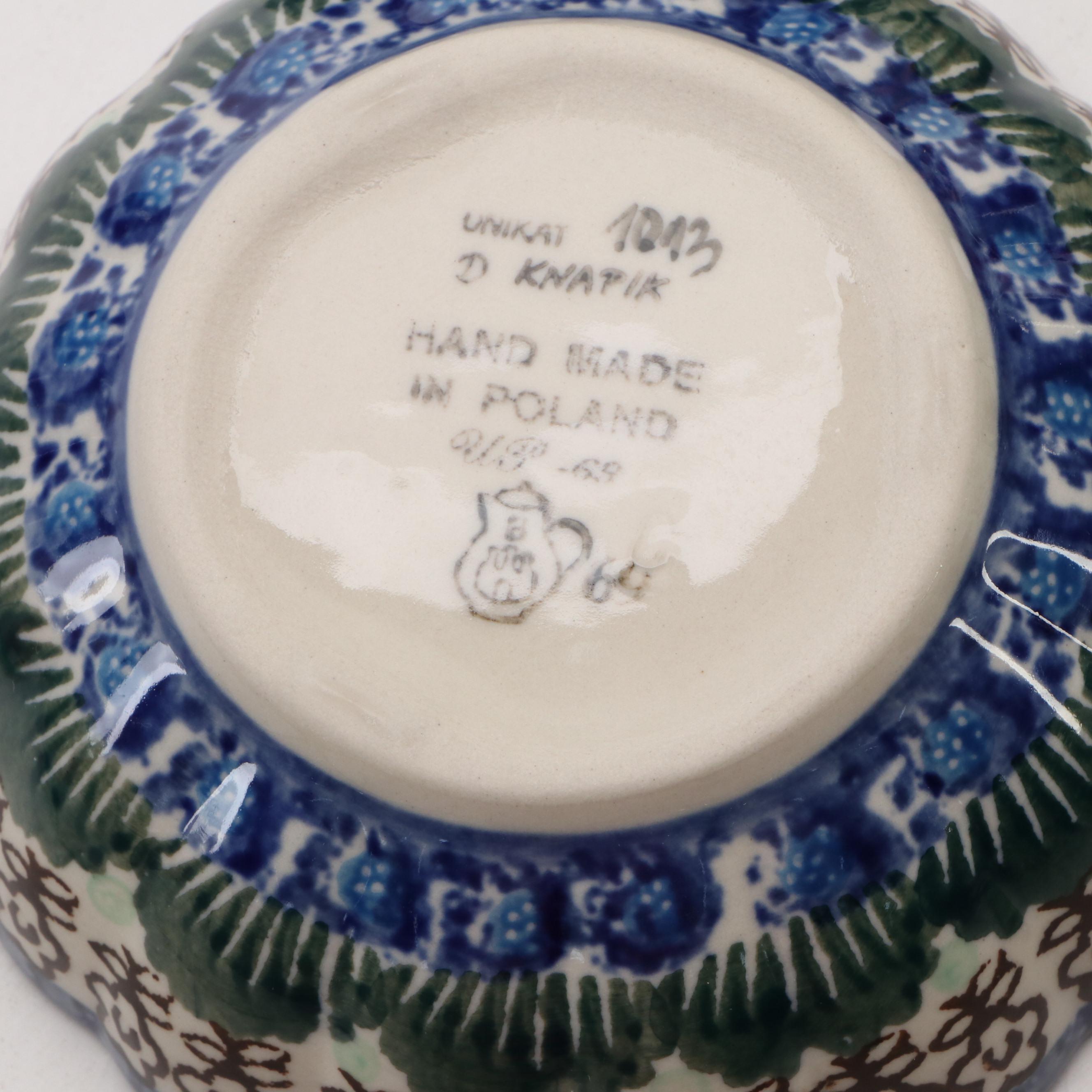 Bolesławiec Pottery Covered Butter Dish with Other Tableware