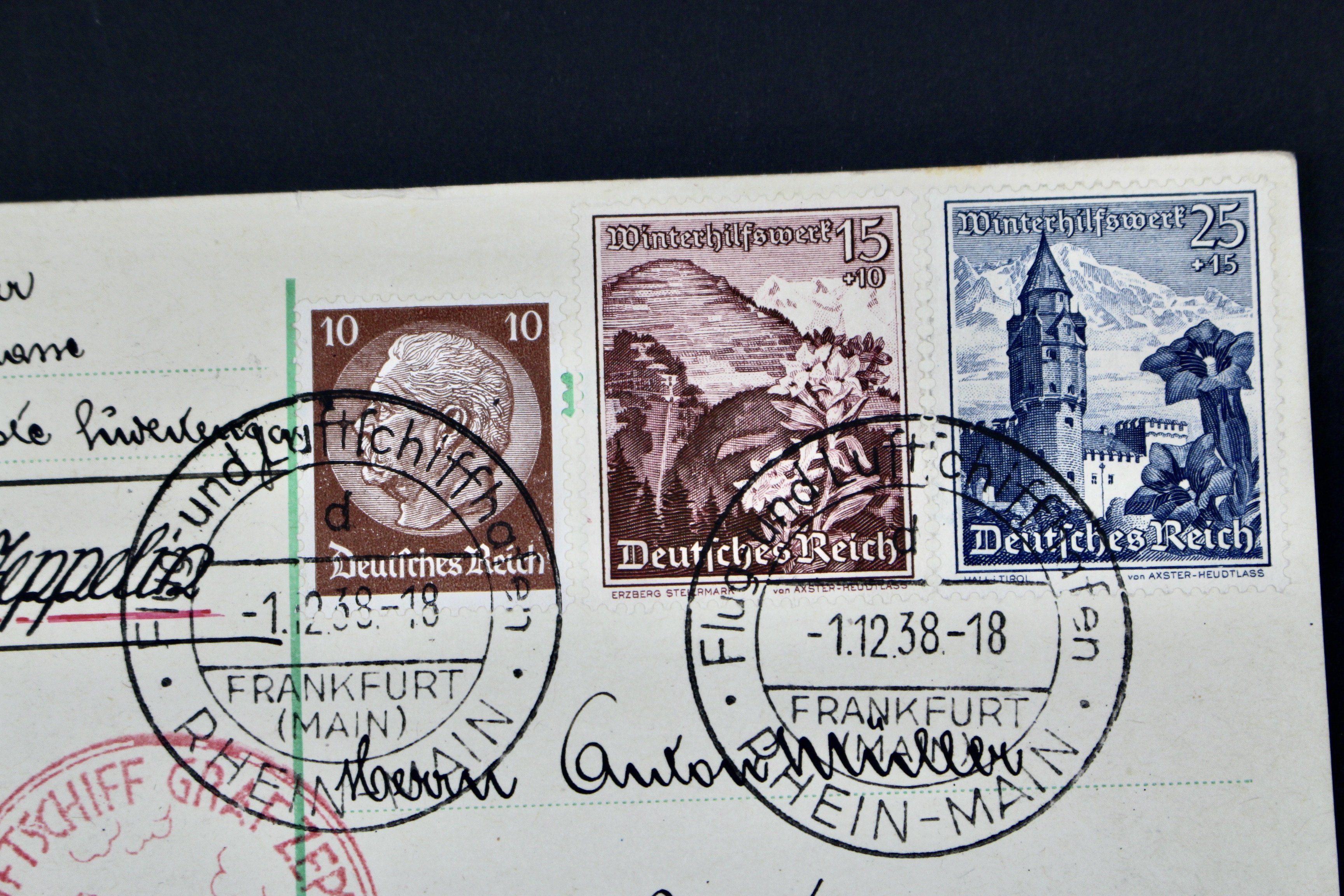 1938 Graf Zeppelin Postcard, Propaganda Trip, Frankfurt to Sudetenland