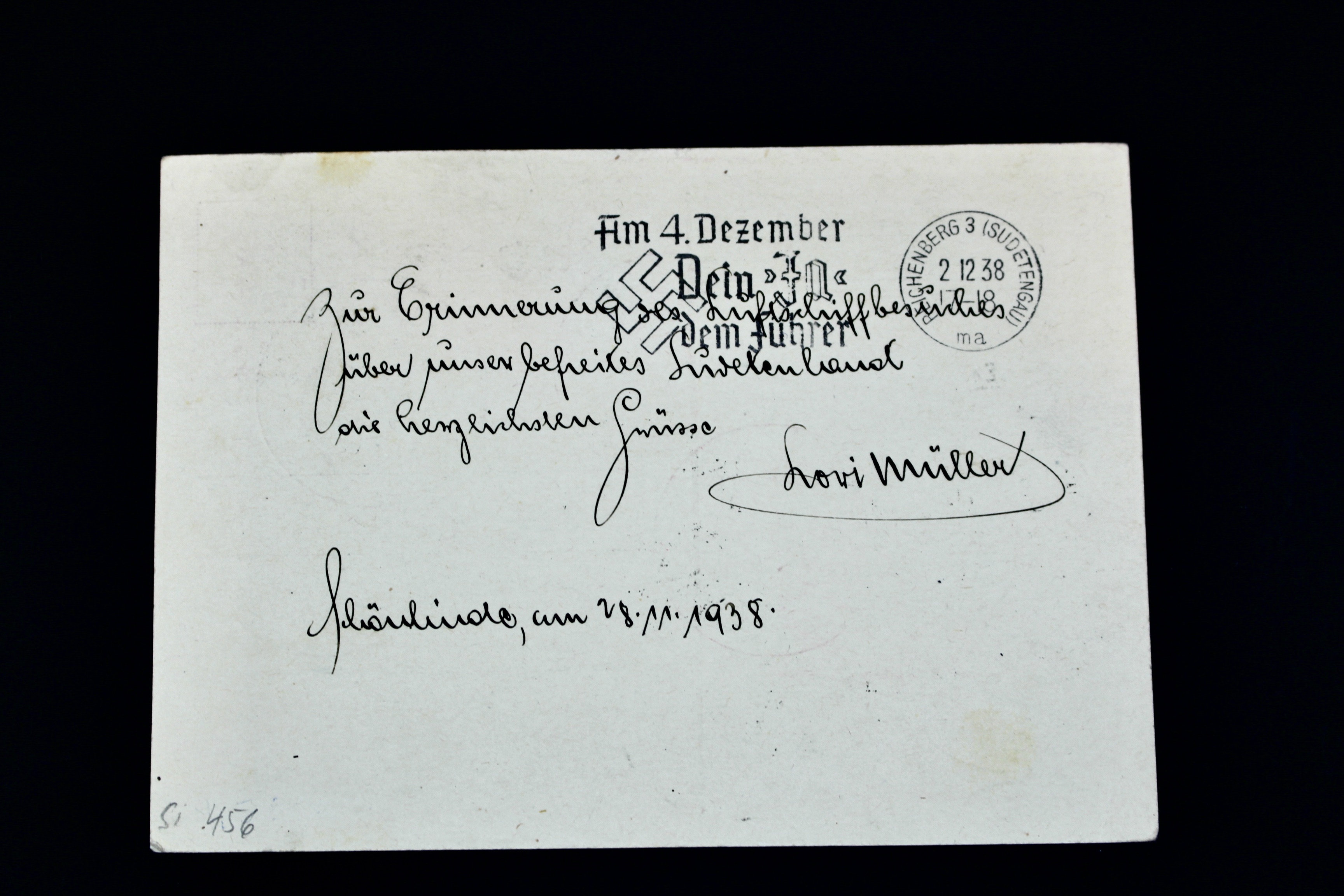 1938 Graf Zeppelin Postcard, Propaganda Trip, Frankfurt to Sudetenland