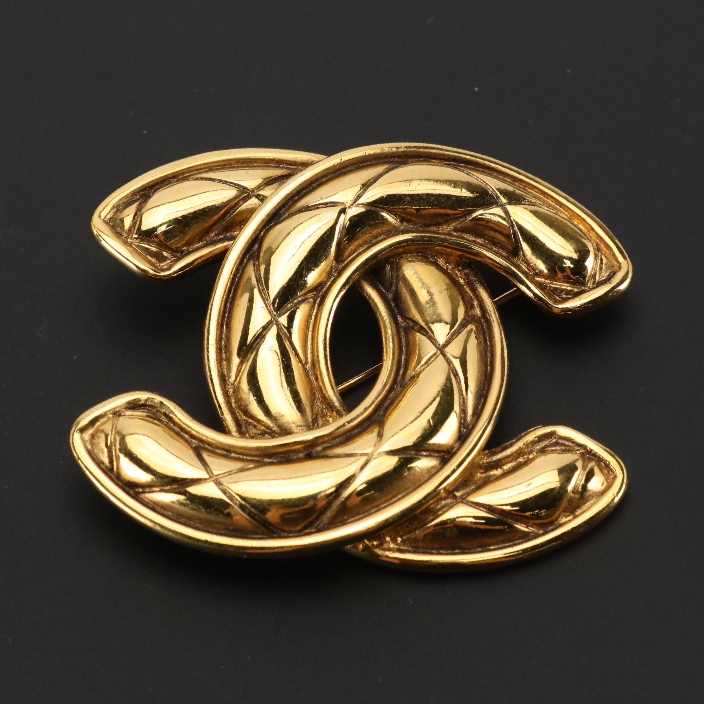 Chanel Large Quilted CC Brooch Pin