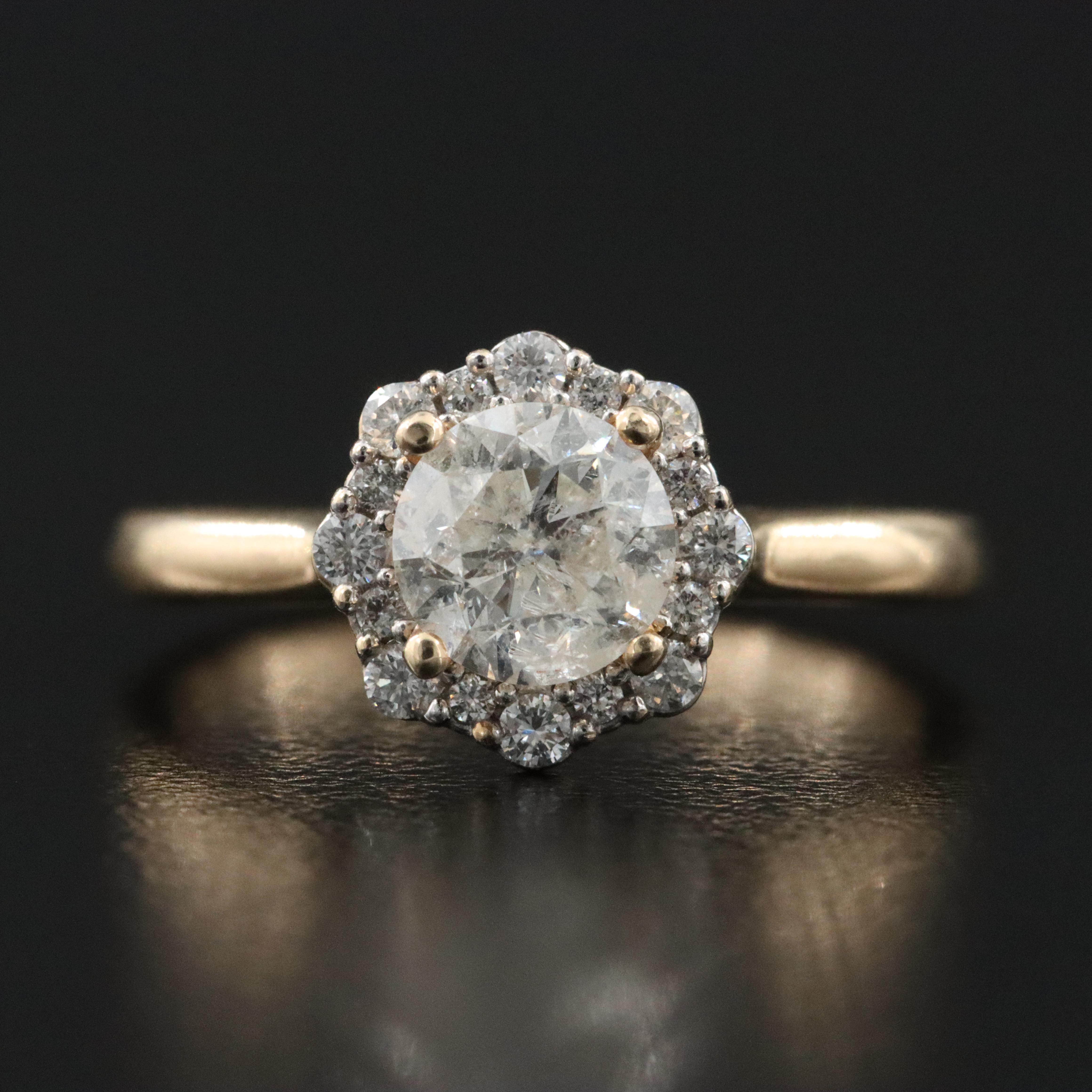 14K 1.12 CT Diamond Halo Ring