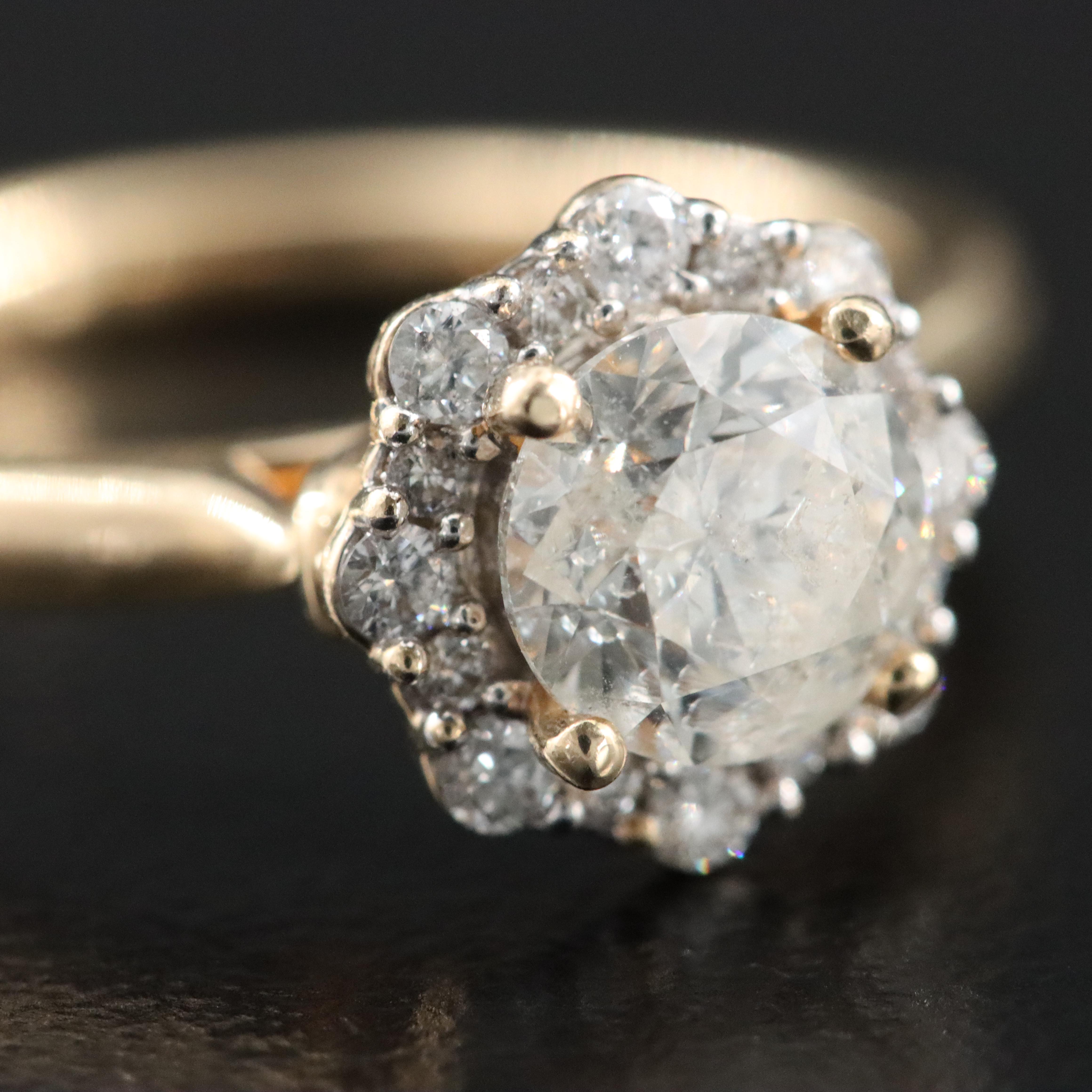 14K 1.12 CT Diamond Halo Ring