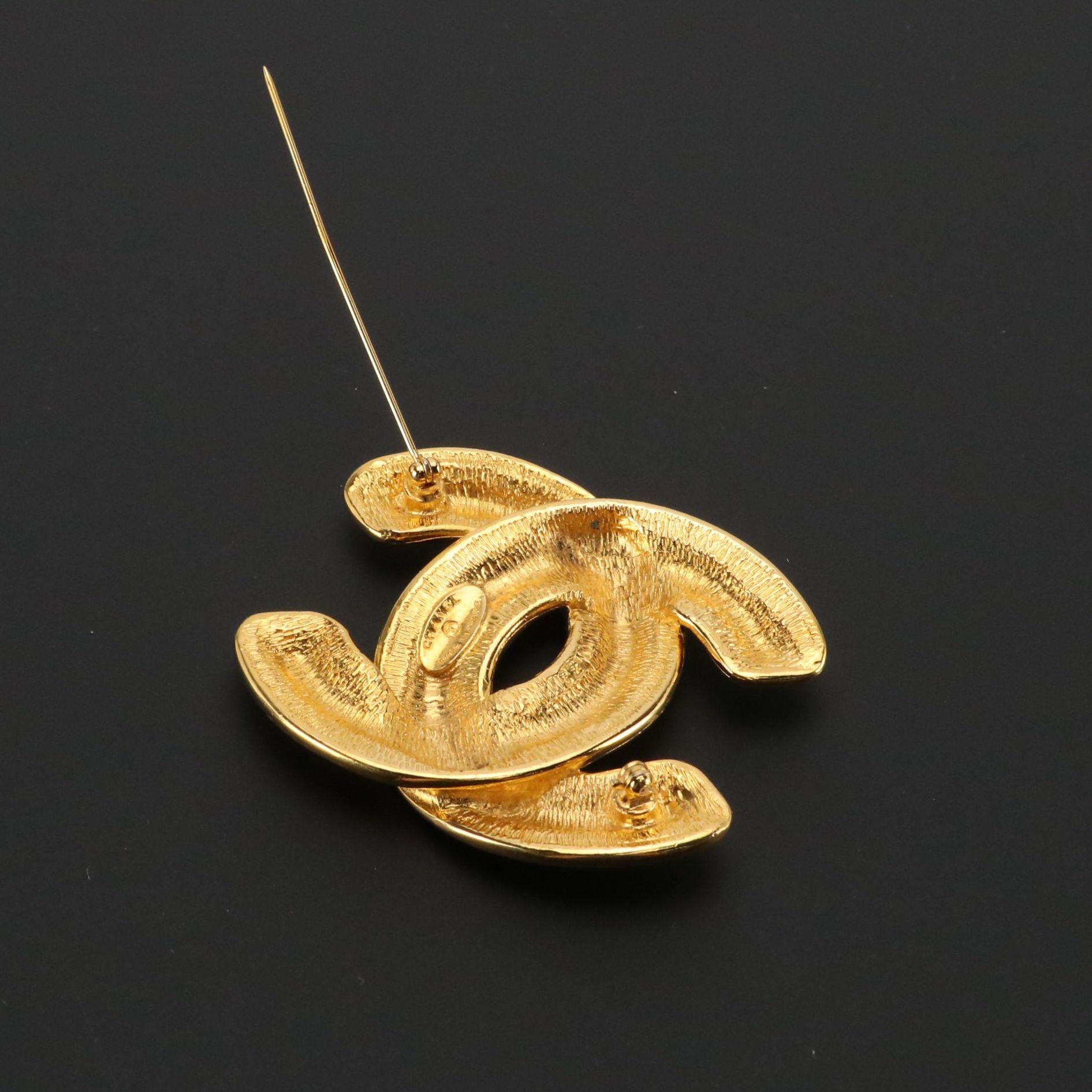 Chanel Large Quilted CC Brooch Pin