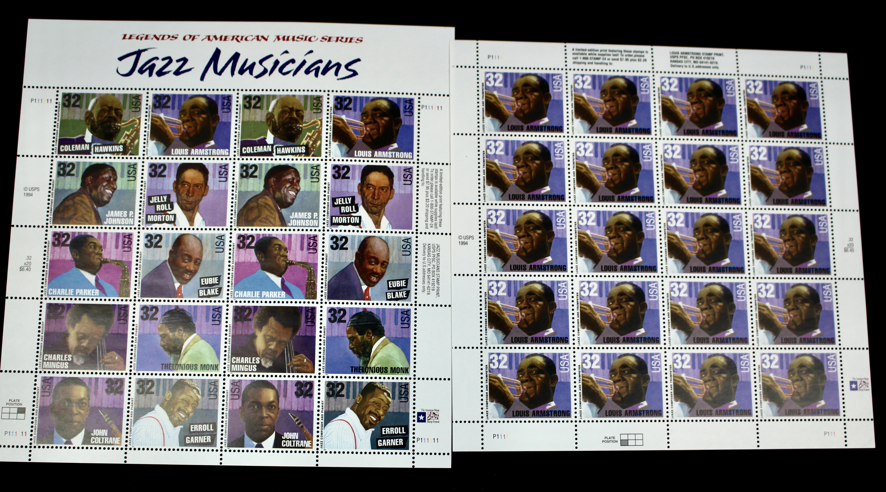Twelve Different Hollywood-Related Miniature Postage Stamp Sheets