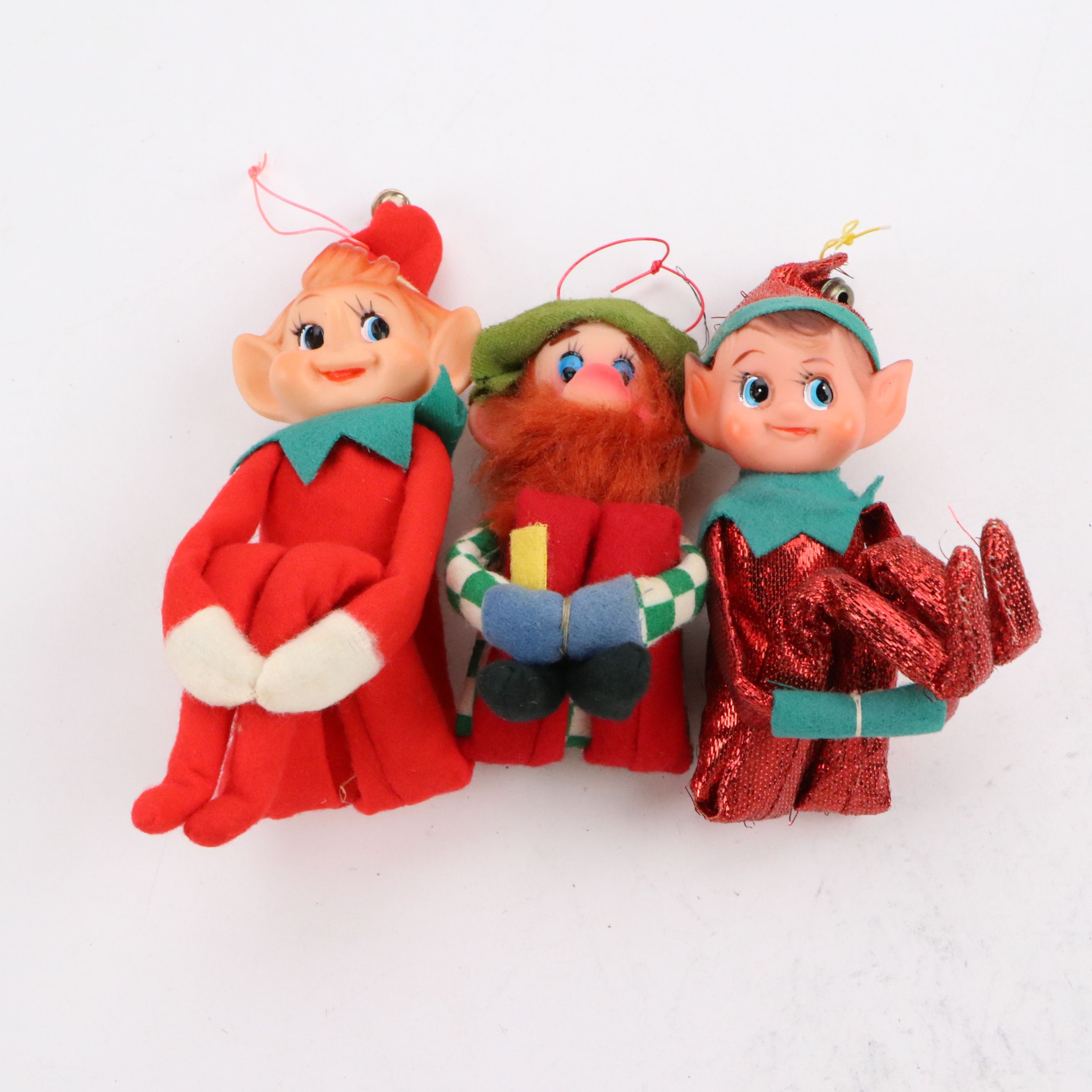 Vintage Christmas Knee Hugger Elves with Stockings