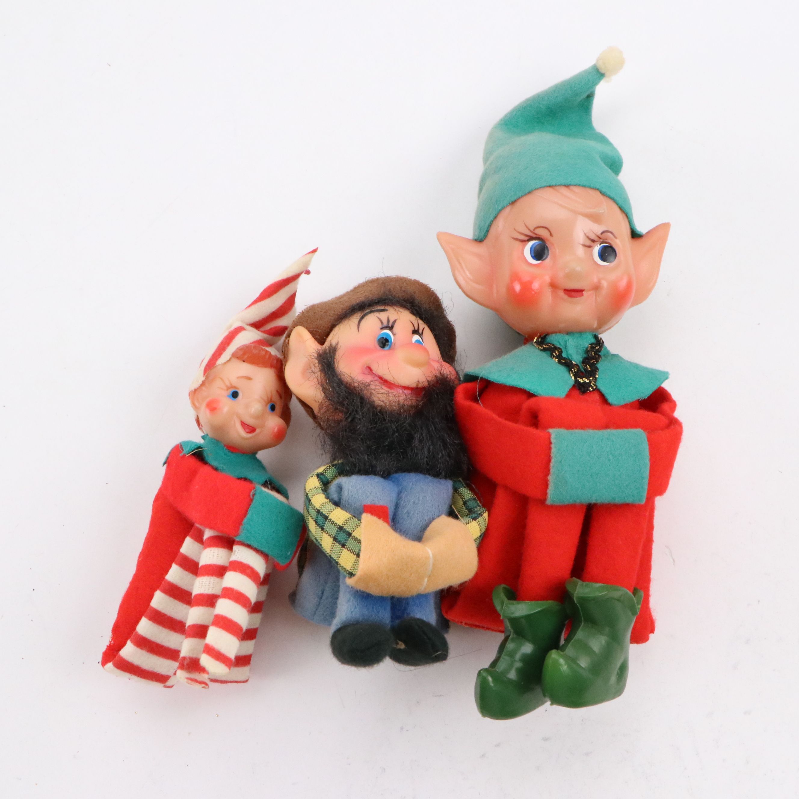 Vintage Christmas Knee Hugger Elves with Stockings