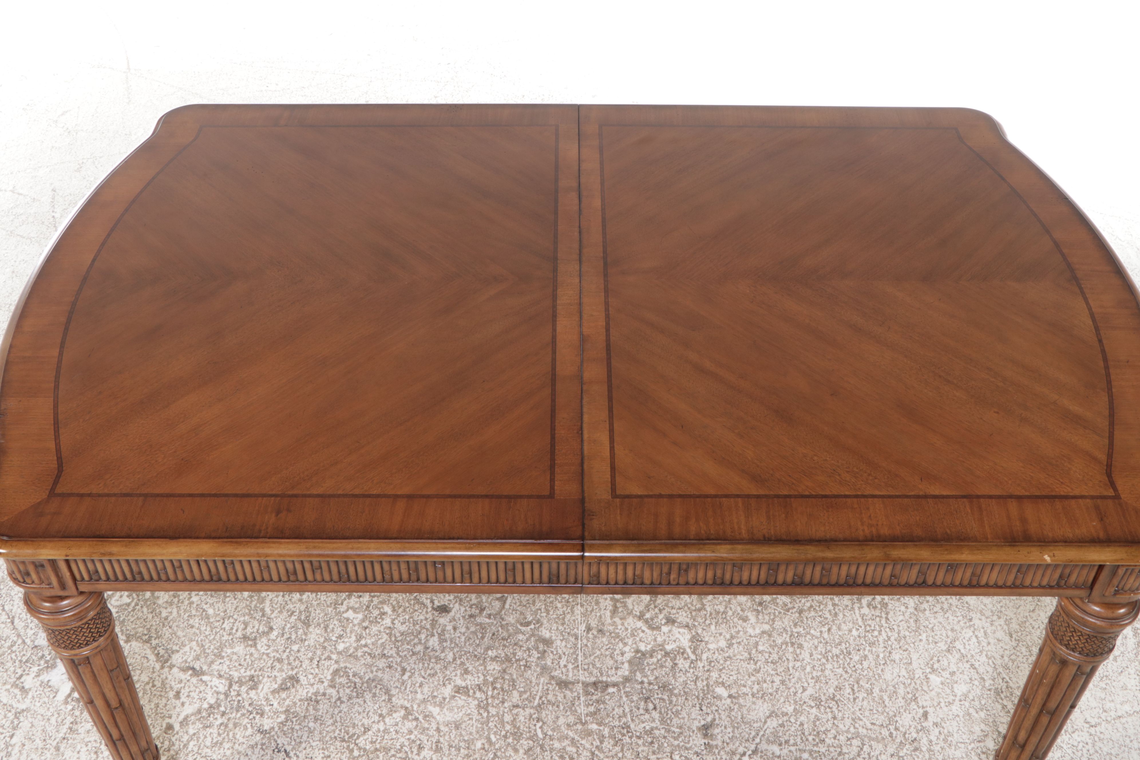 Neoclassical Style Bamboo-Form Carved Walnut Dining Table