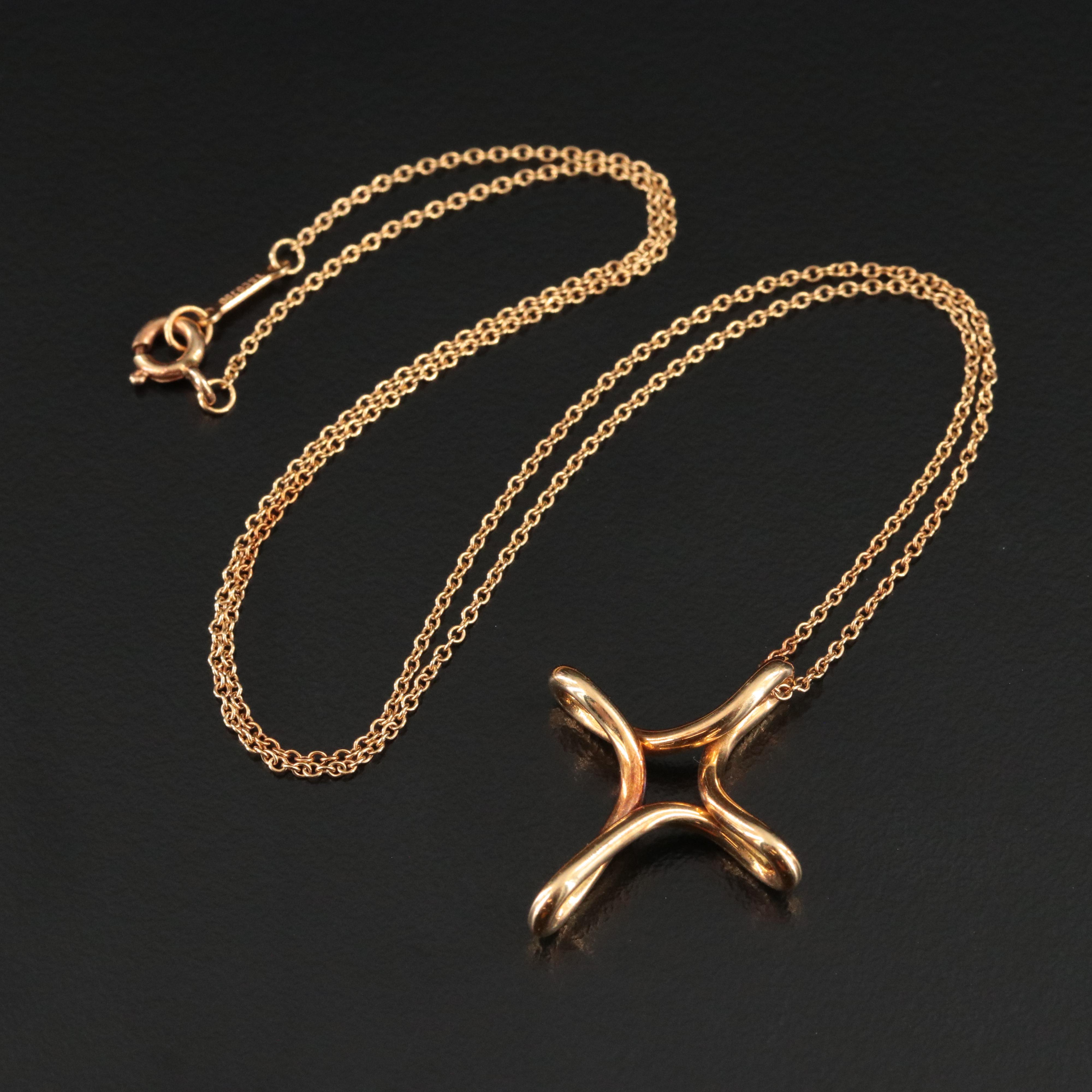 Elsa Peretti for Tiffany & Co. 18K Infinity Cross Pendant Necklace