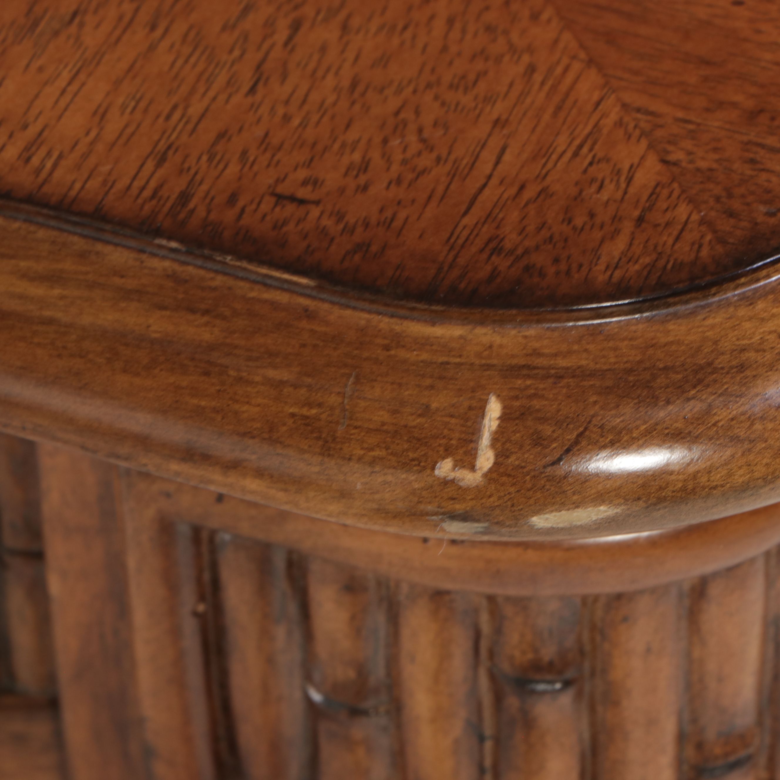 Neoclassical Style Bamboo-Form Carved Walnut Dining Table