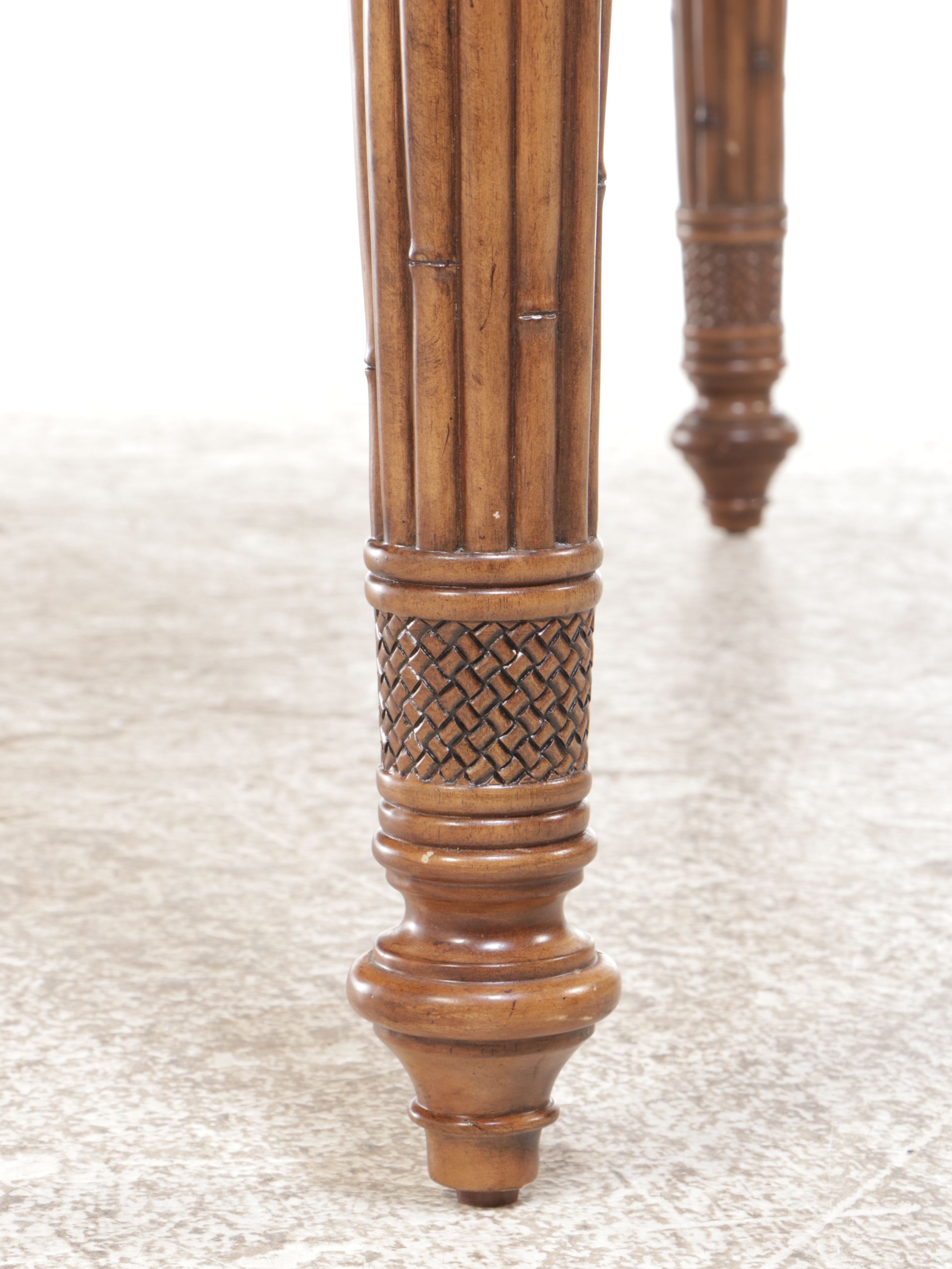 Neoclassical Style Bamboo-Form Carved Walnut Dining Table