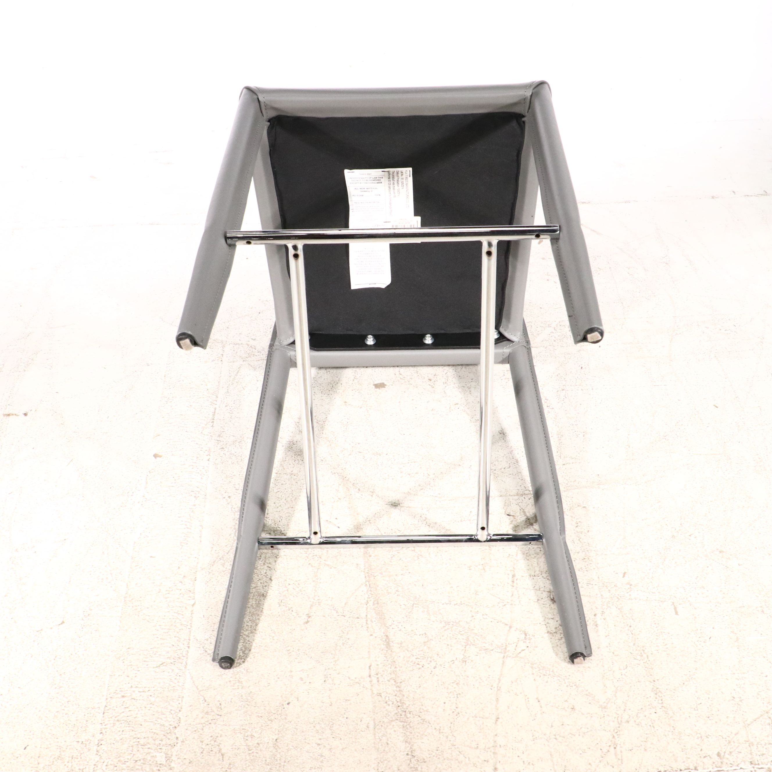 Set of Four Euro Style Inc. Modern Grey Faux Leather Barstools