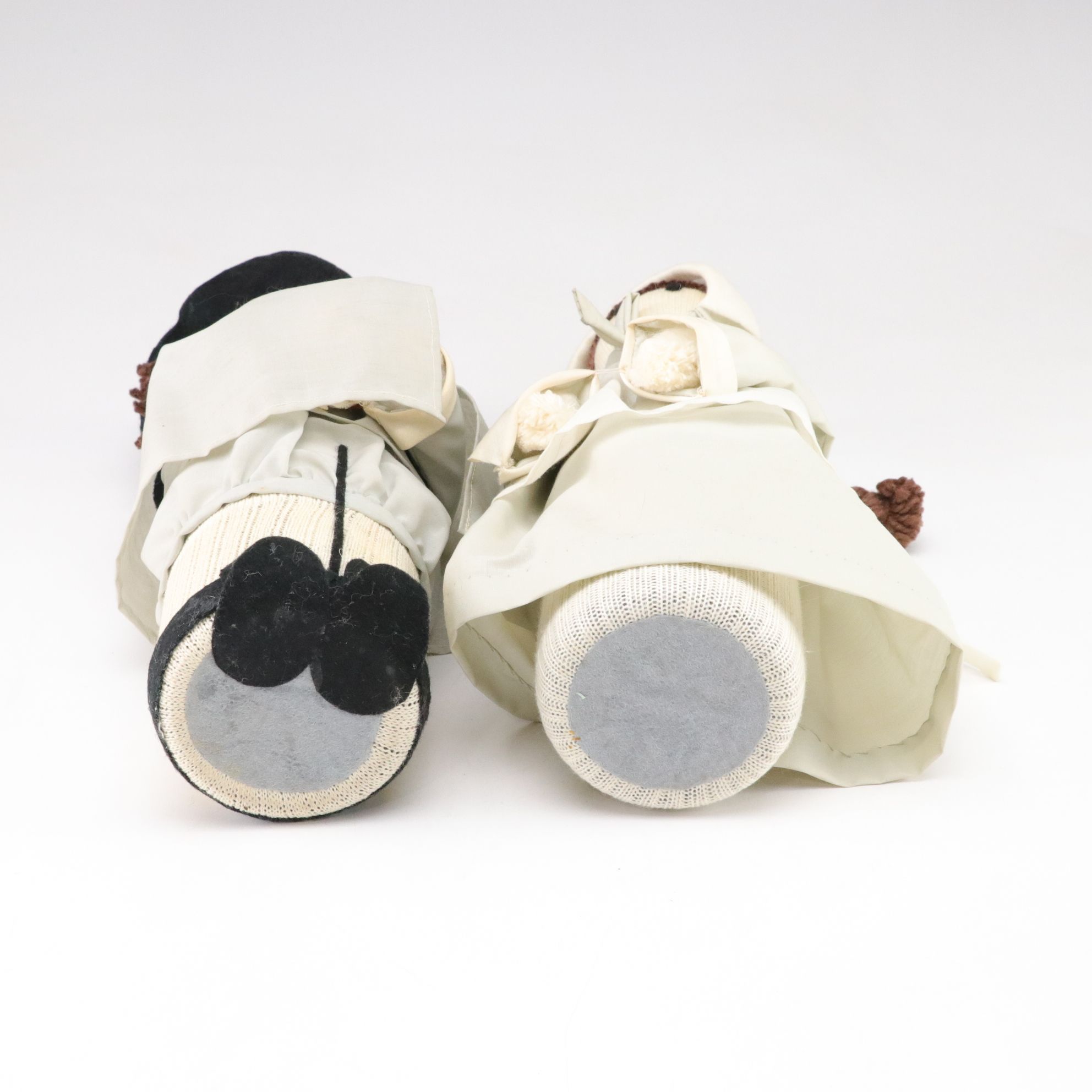 Pilgrim Couple Bottle Sock Puppets with Betsy Ross Figure and Patriotic Decor