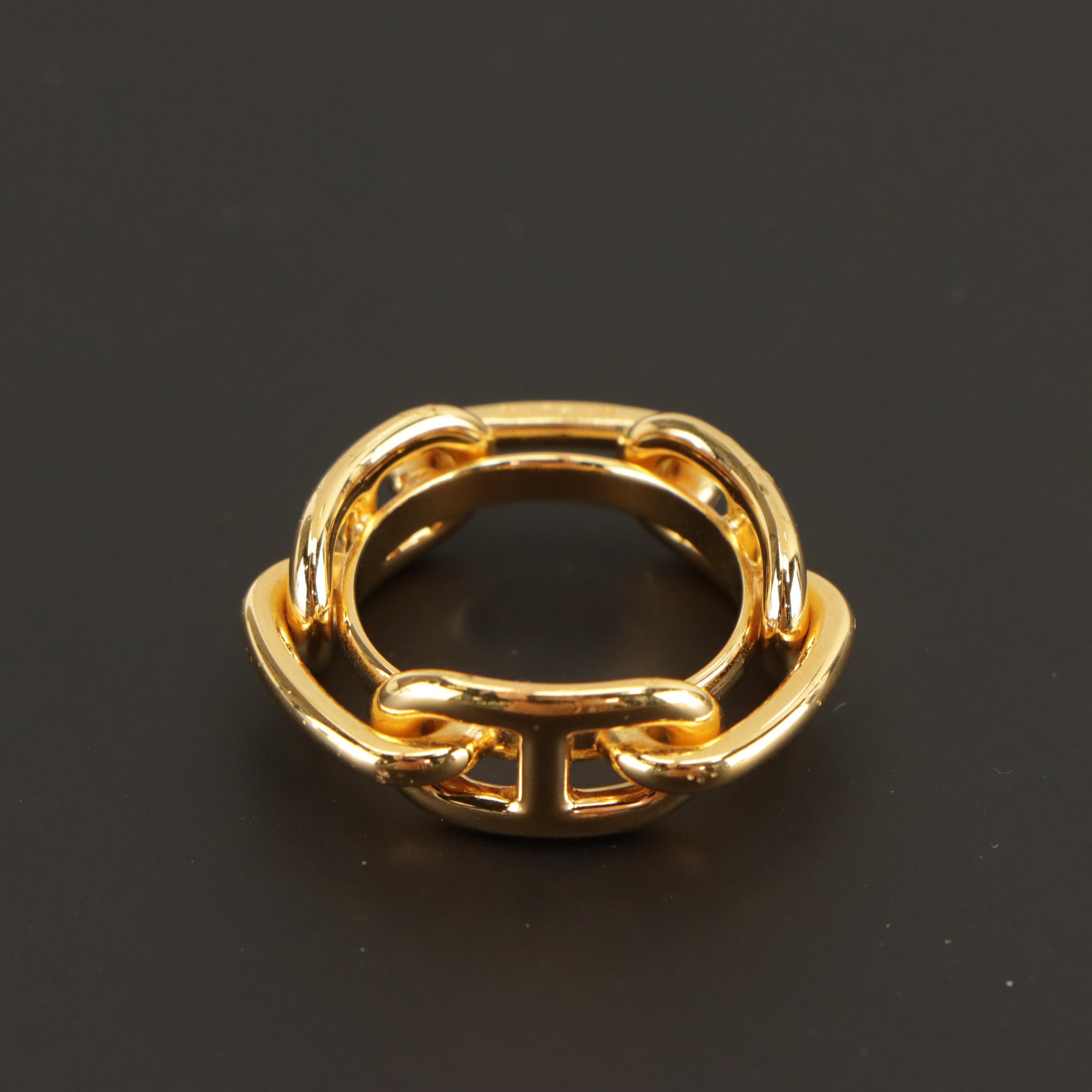 Hermès Gold Plated Chaine D’Ancre Scarf Ring