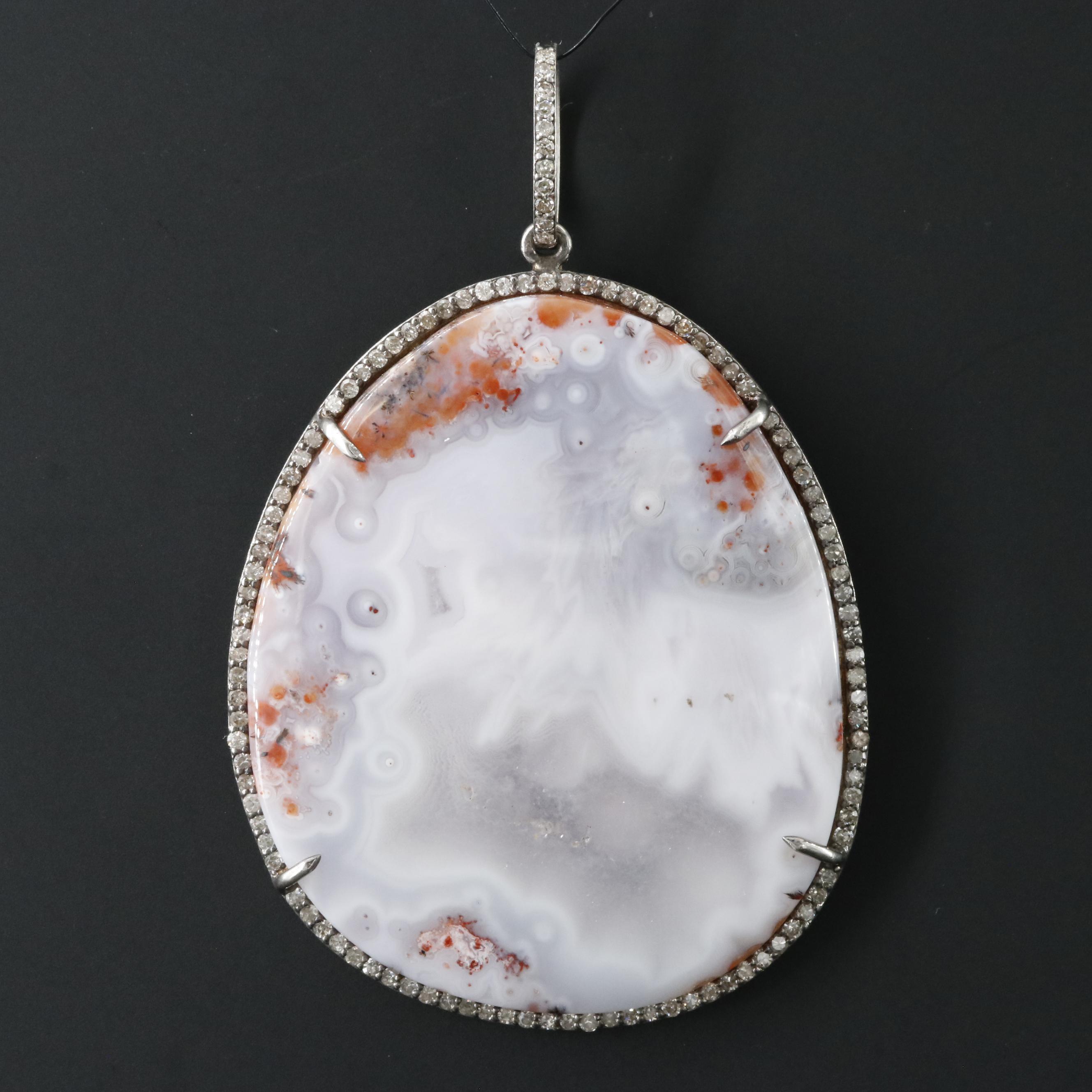 Sheryl Lowe Sterling Agate and Diamond Pendant