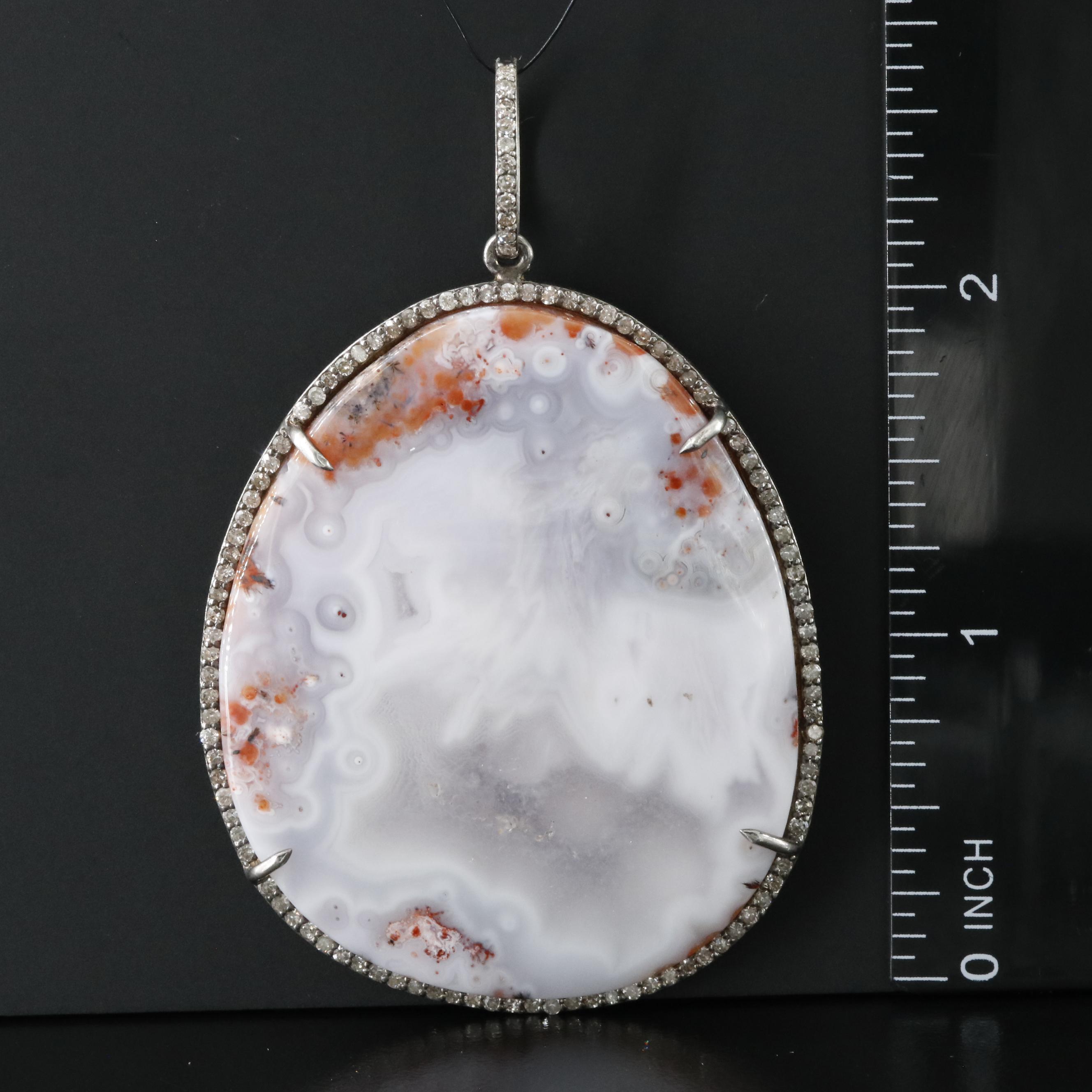 Sheryl Lowe Sterling Agate and Diamond Pendant