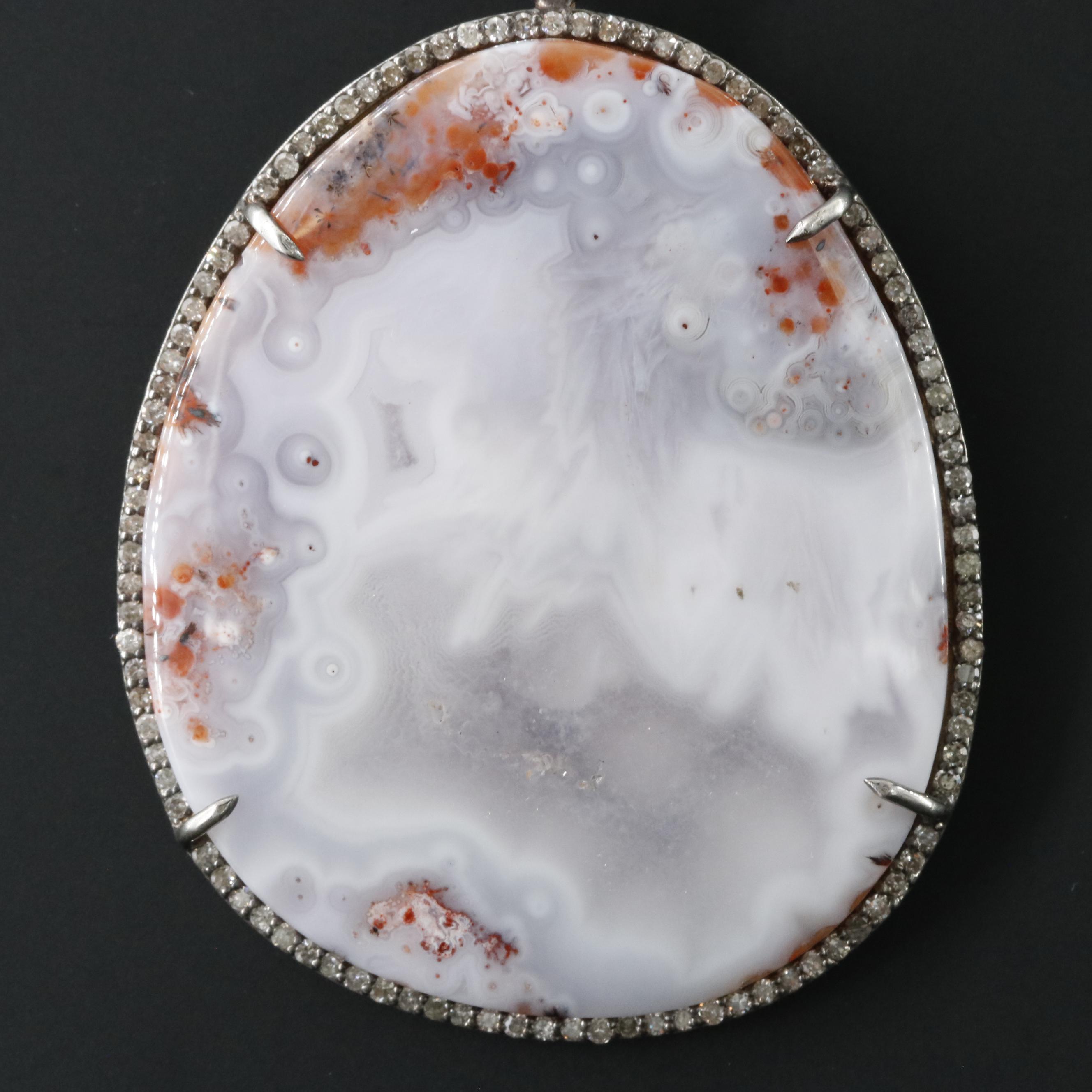Sheryl Lowe Sterling Agate and Diamond Pendant